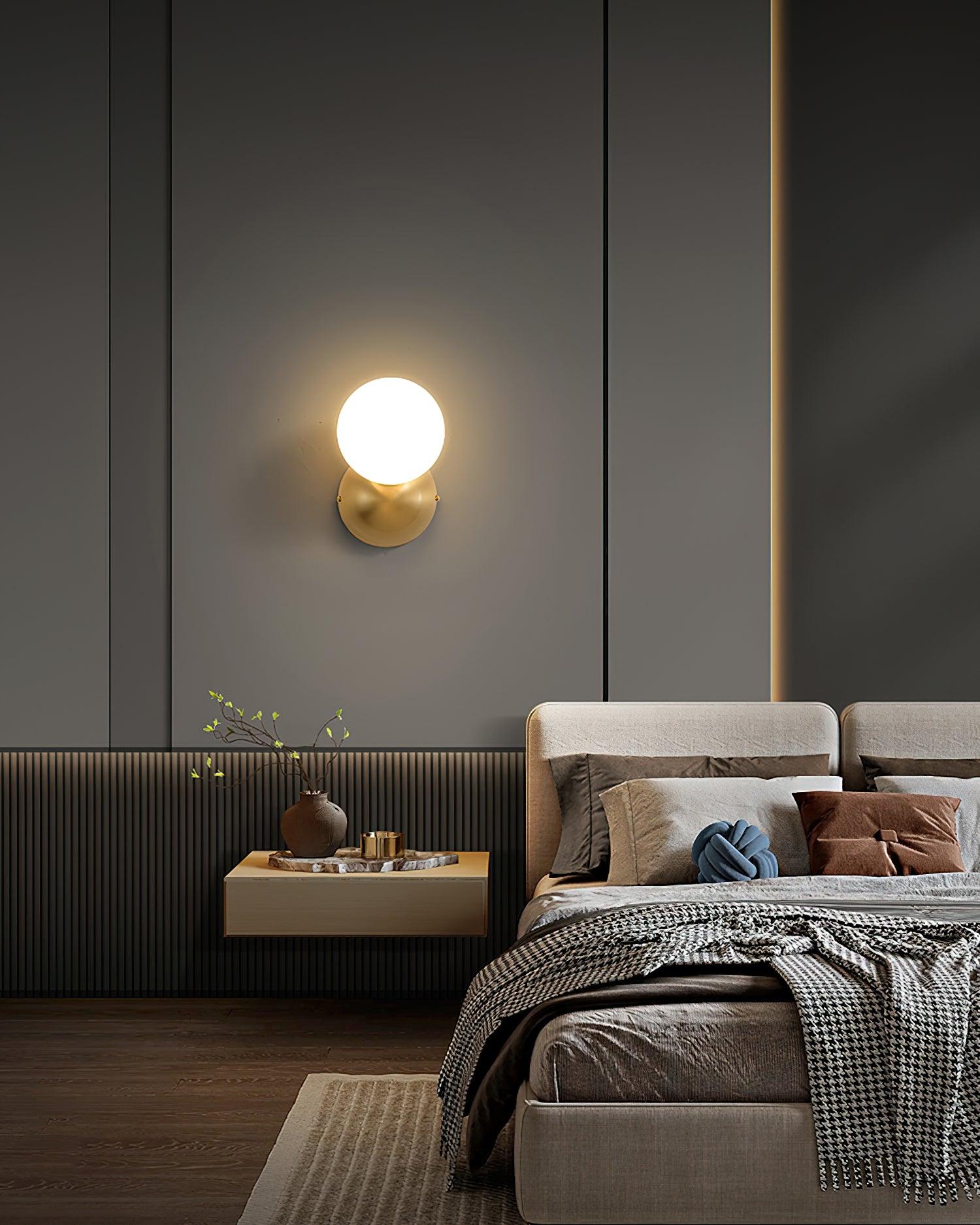 Lysola Sphere Glass Brass Wall Light - Letslighting