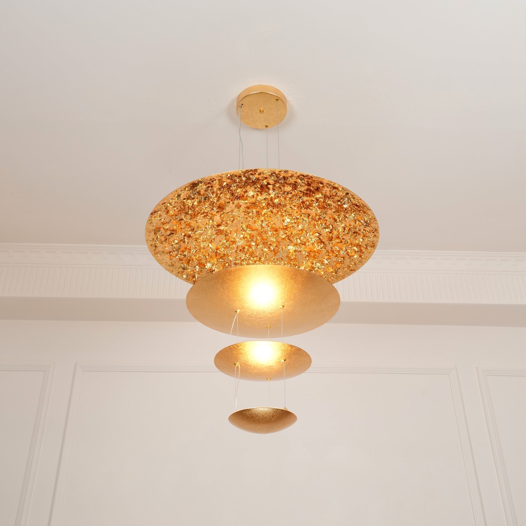 Zathaara Layered Gold Foil Pendant Light - Letslighting