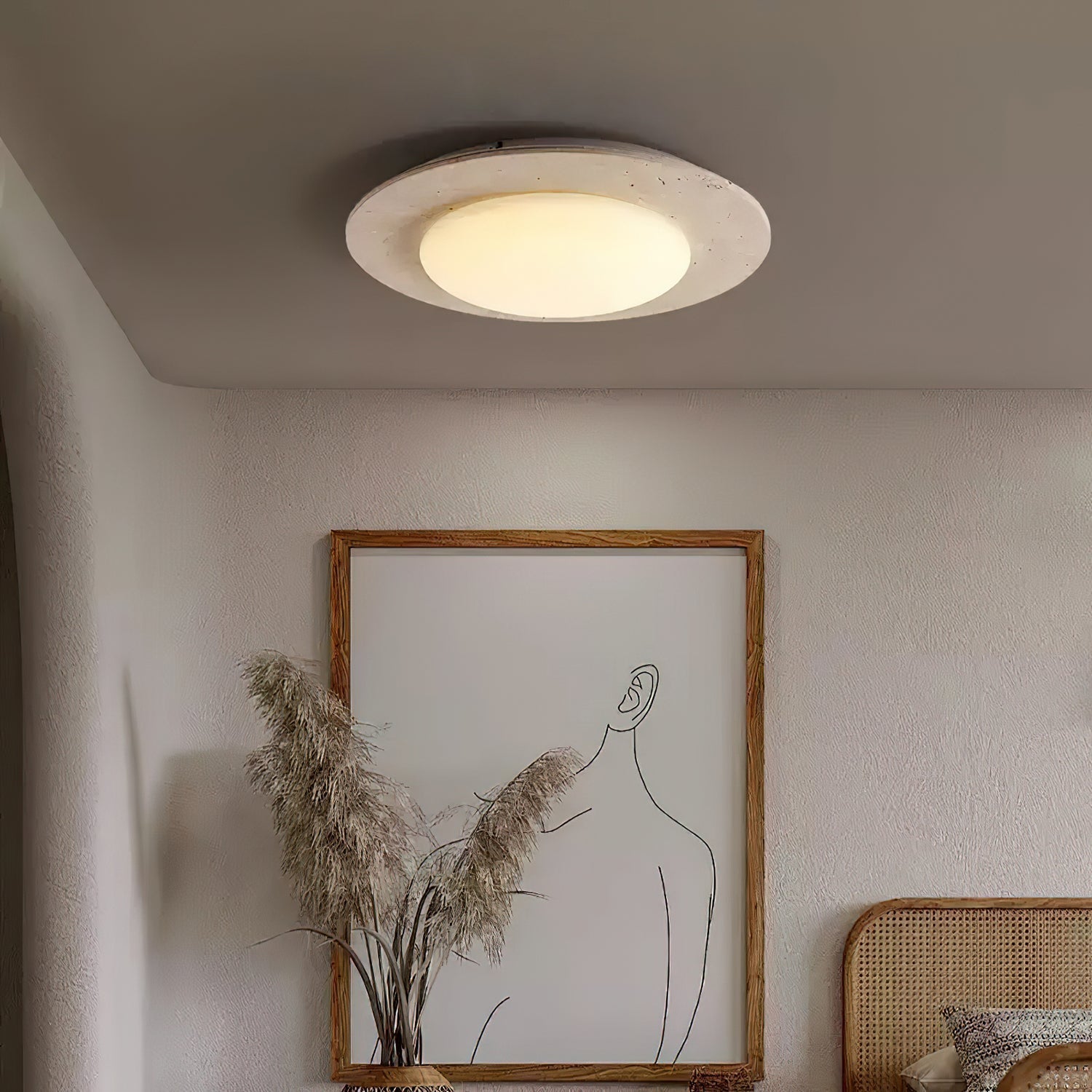 Arsoror Flush-Mount Travertine Ceiling Light - Letslighting
