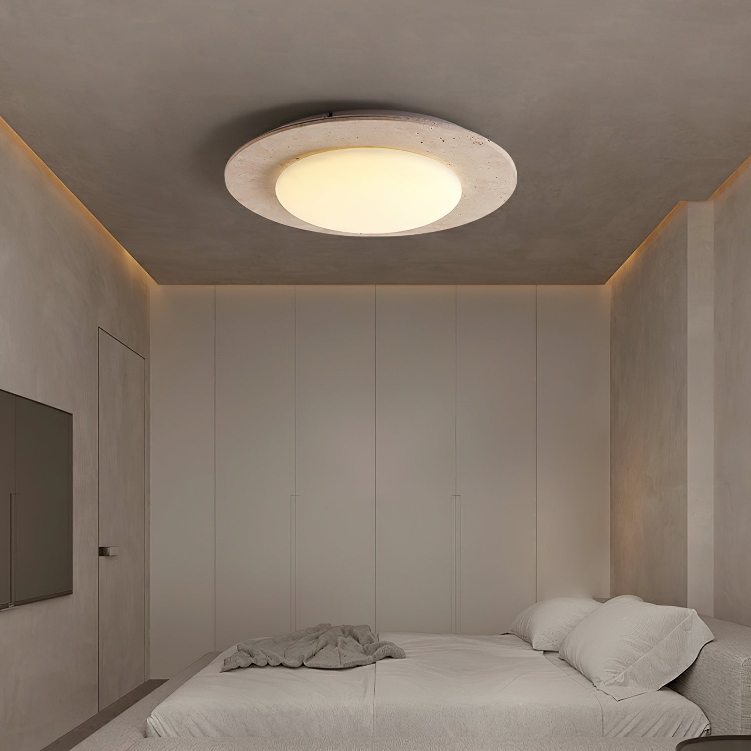 Arsoror Flush-Mount Travertine Ceiling Light - Letslighting