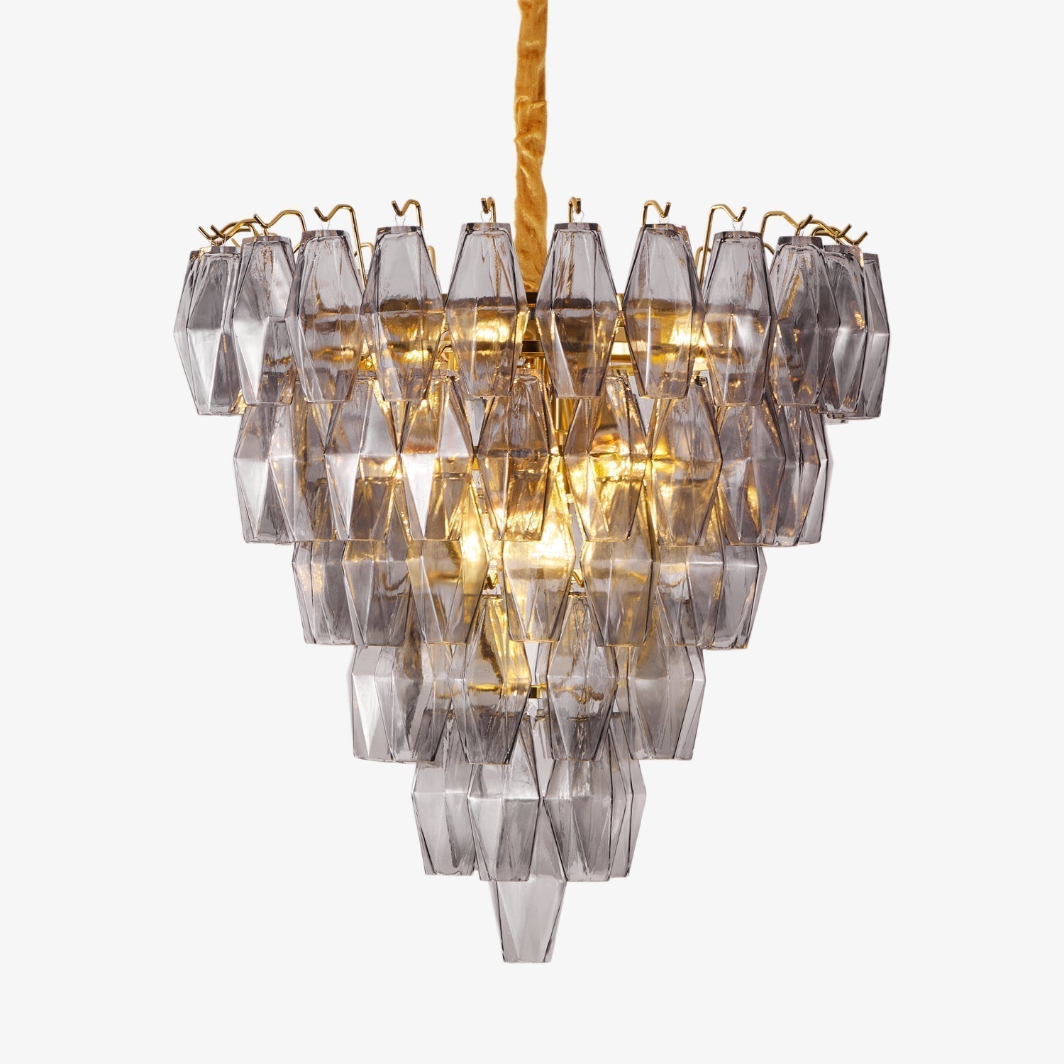Aurora Chandelier Smoke Gray Inverted Crystal Prism - Letslighting