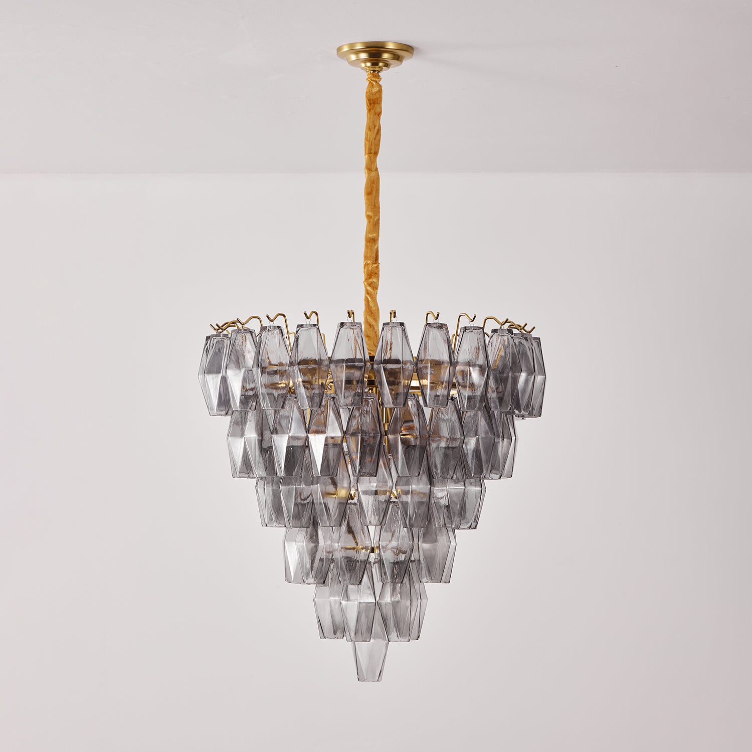 Aurora Chandelier Smoke Gray Inverted Crystal Prism - Letslighting