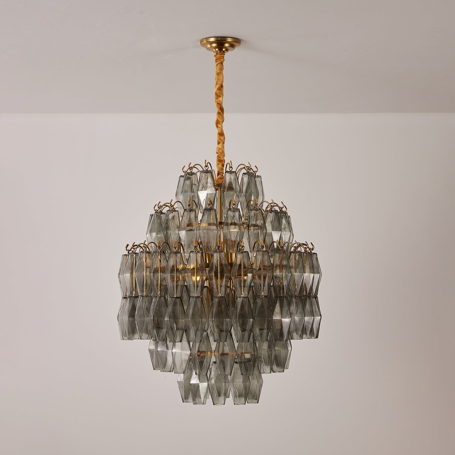 Aurora Chandelier Smoke Gray Prism Glass Layered - Letslighting