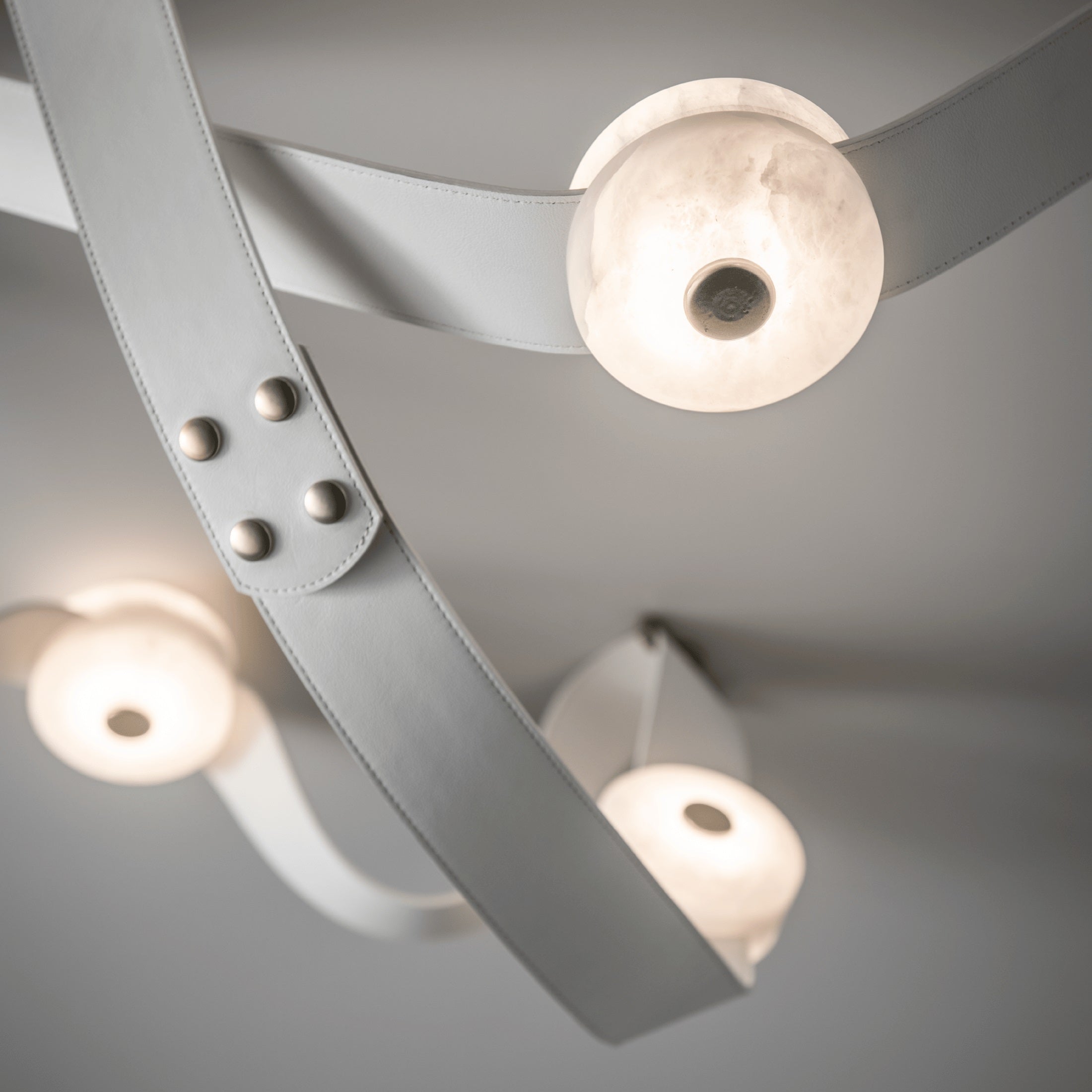 Elraearis Modern Minimalist LED Leather Alabaster Chandelier - Lamp Copper