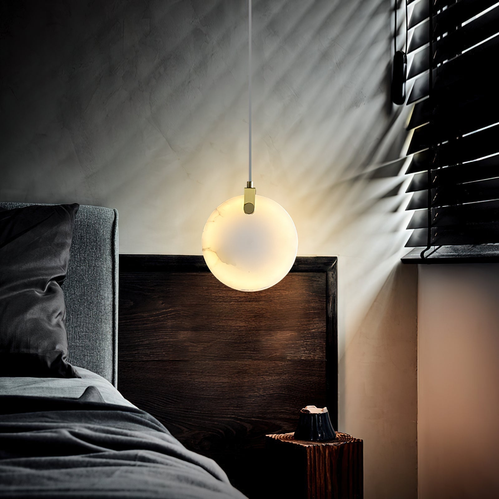 Utalionis Modern Minimalist Brass Alabaster Pendant Light - Lamp Copper