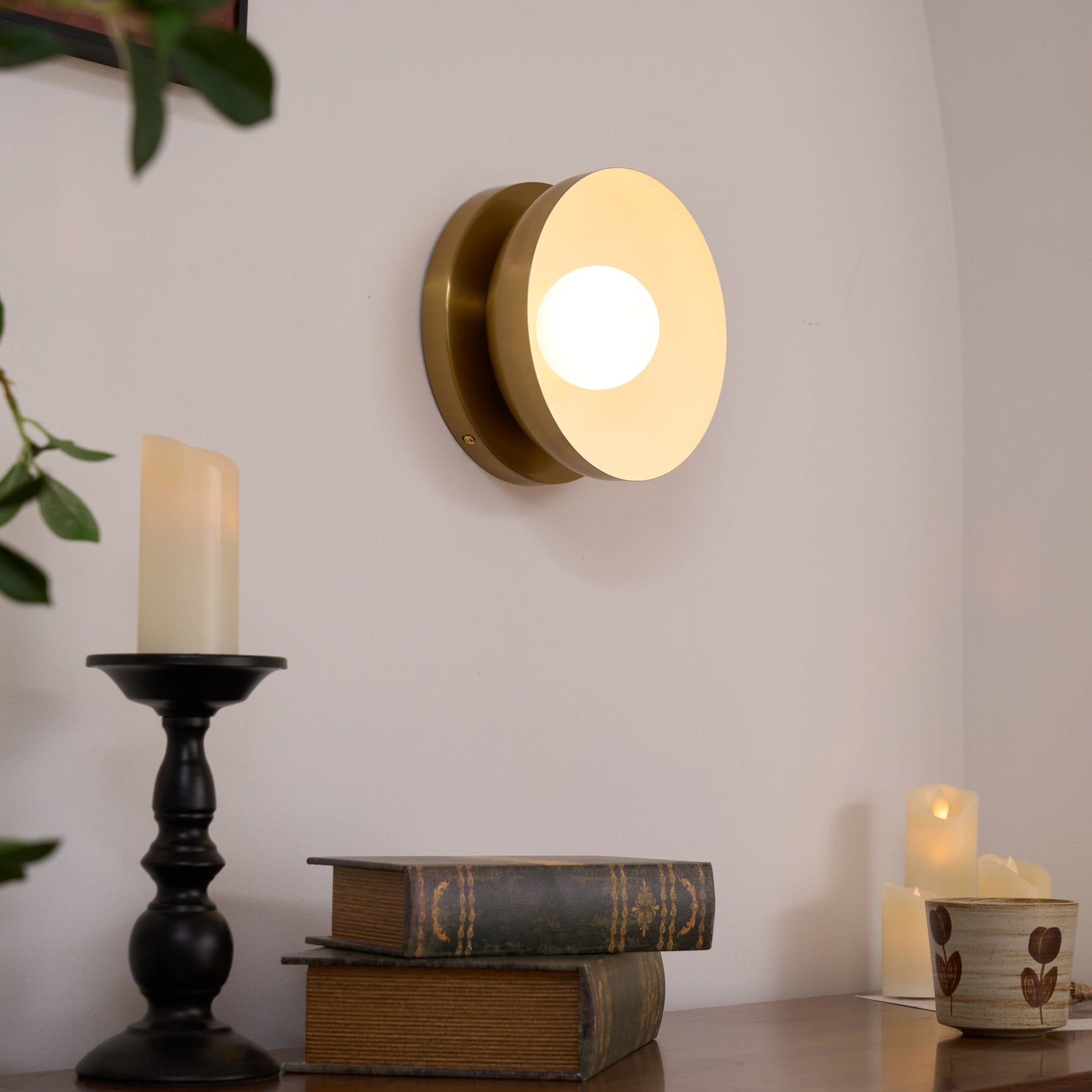 Vethaora Modern Minimalist Solar Eclipse Brass Glass Wall Light - Letslighting