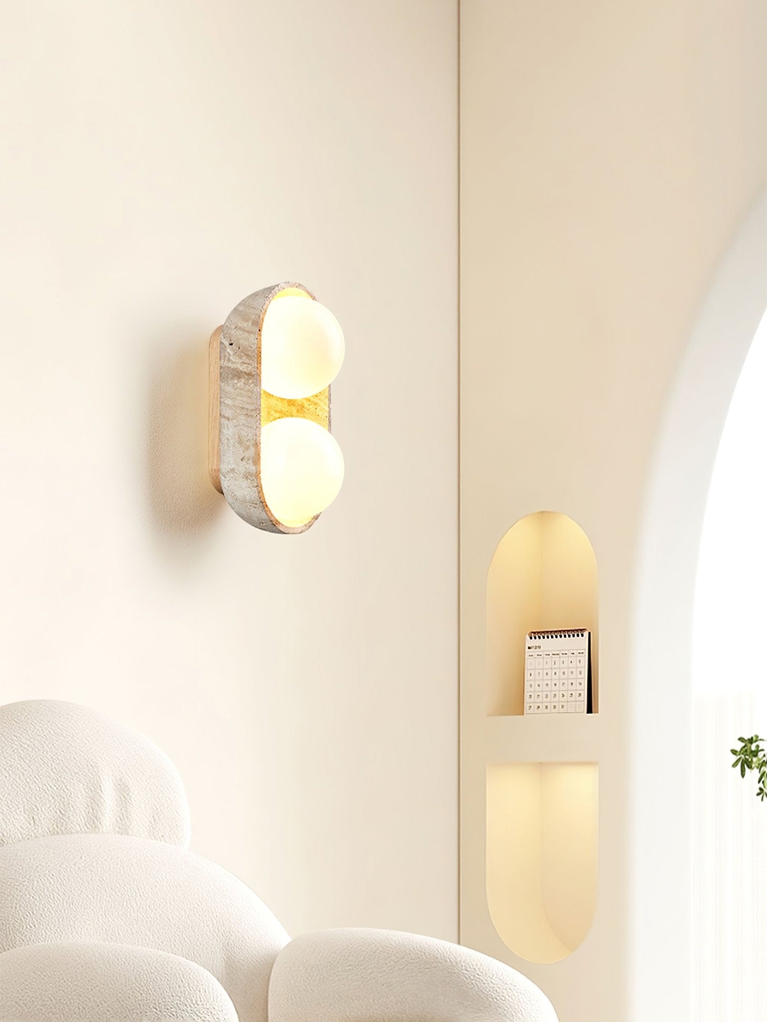 Trio Globe Travertine Wall Sconce - Letslighting