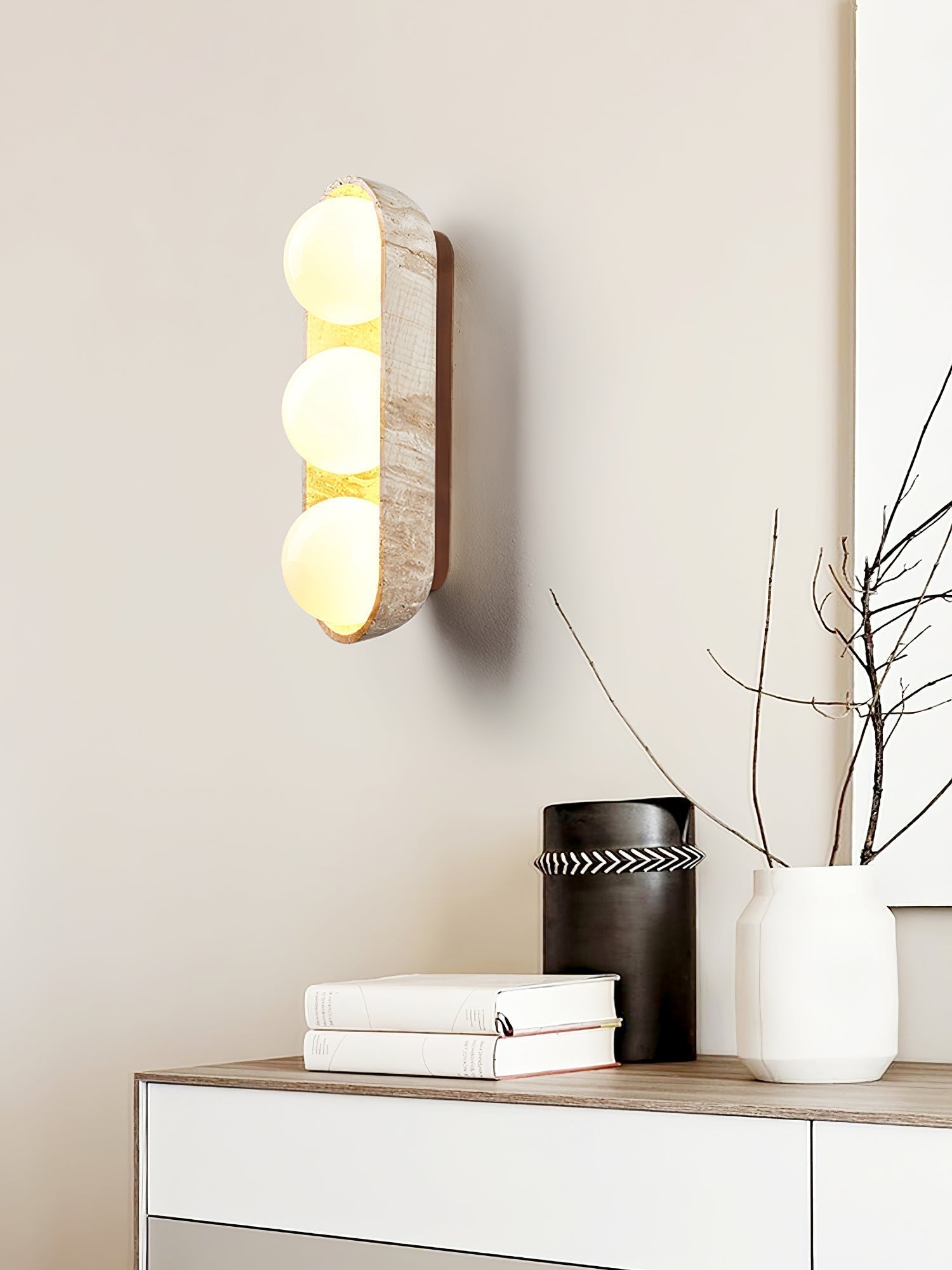Trio Globe Travertine Wall Sconce - Letslighting