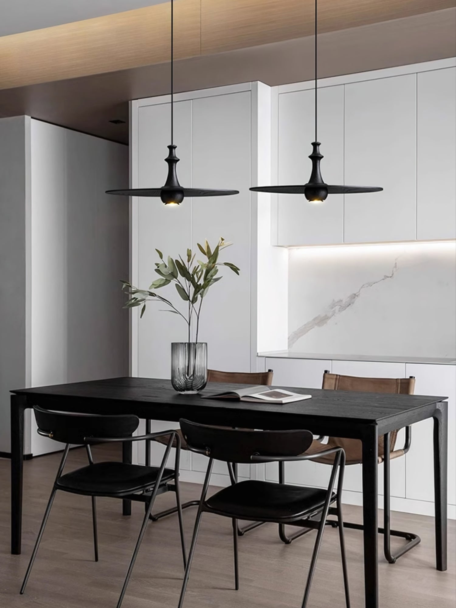Syrinyra Sculptural Wood Disc Pendant Light - Letslighting