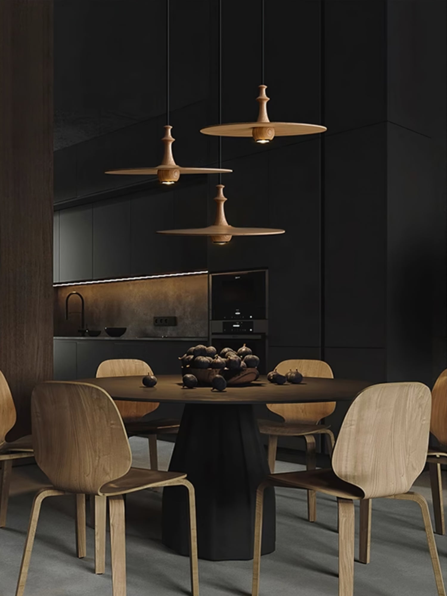 Syrinyra Sculptural Wood Disc Pendant Light - Letslighting