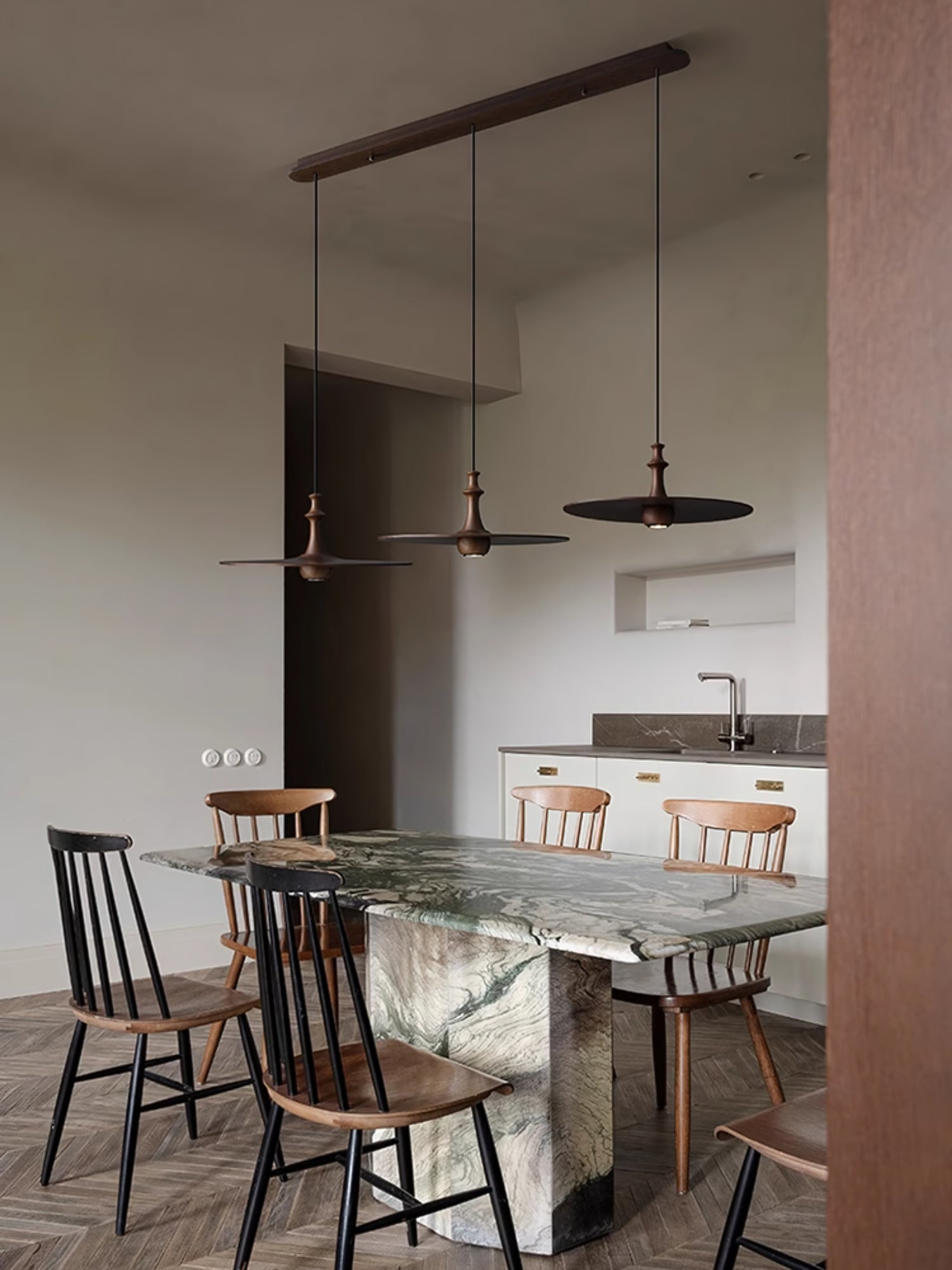 Syrinyra Sculptural Wood Disc Pendant Light - Letslighting