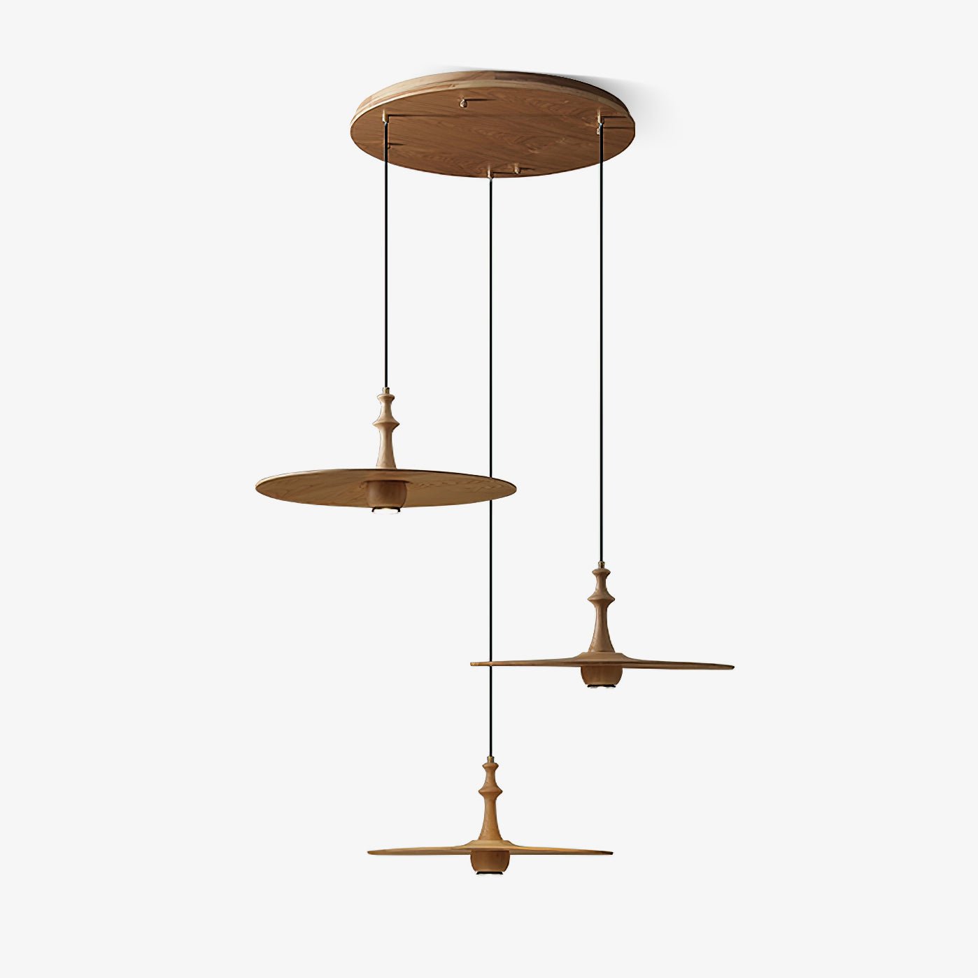 Syrinyra Sculptural Wood Disc Pendant Light - Letslighting