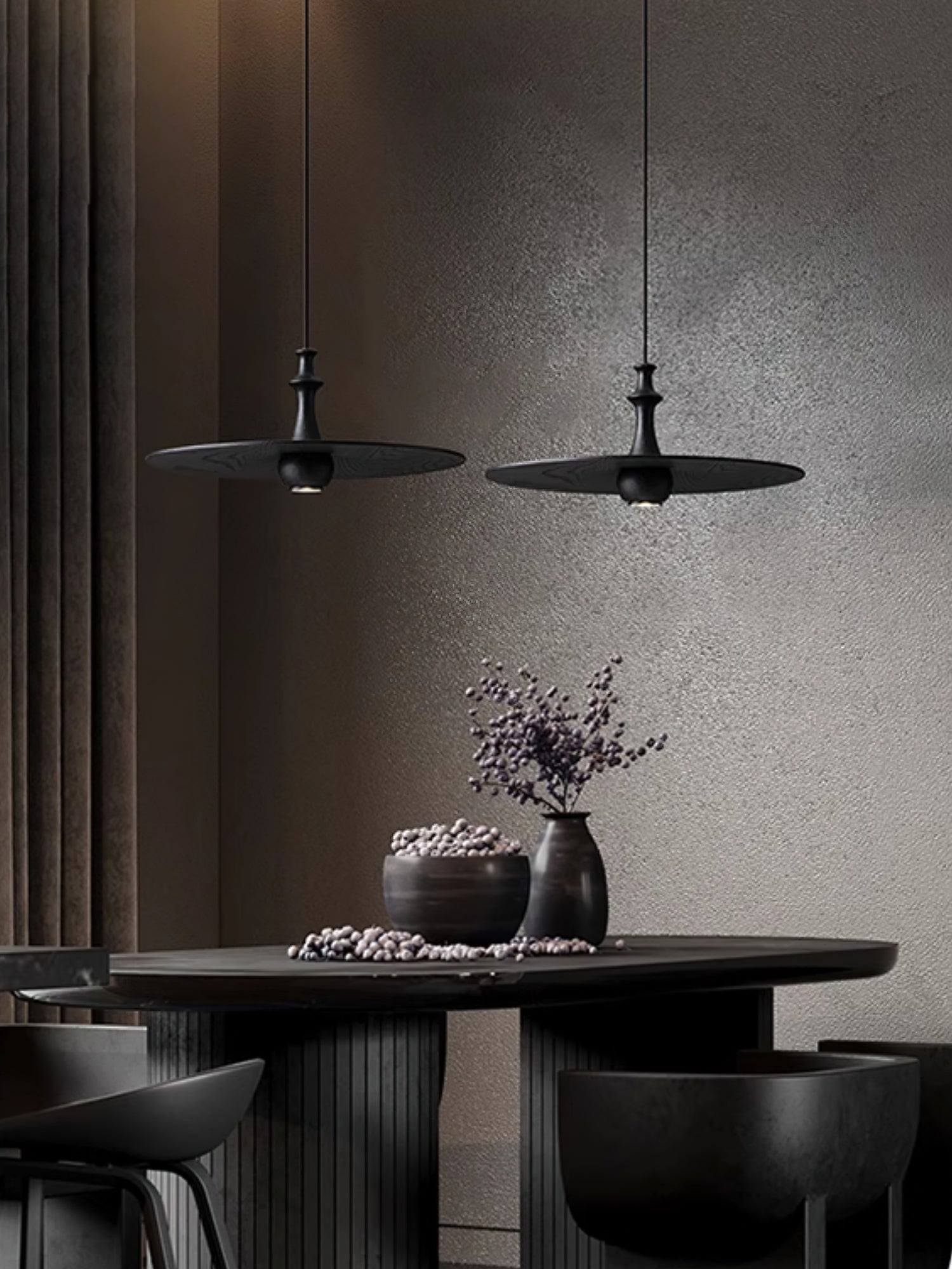 Syrinyra Sculptural Wood Disc Pendant Light - Letslighting