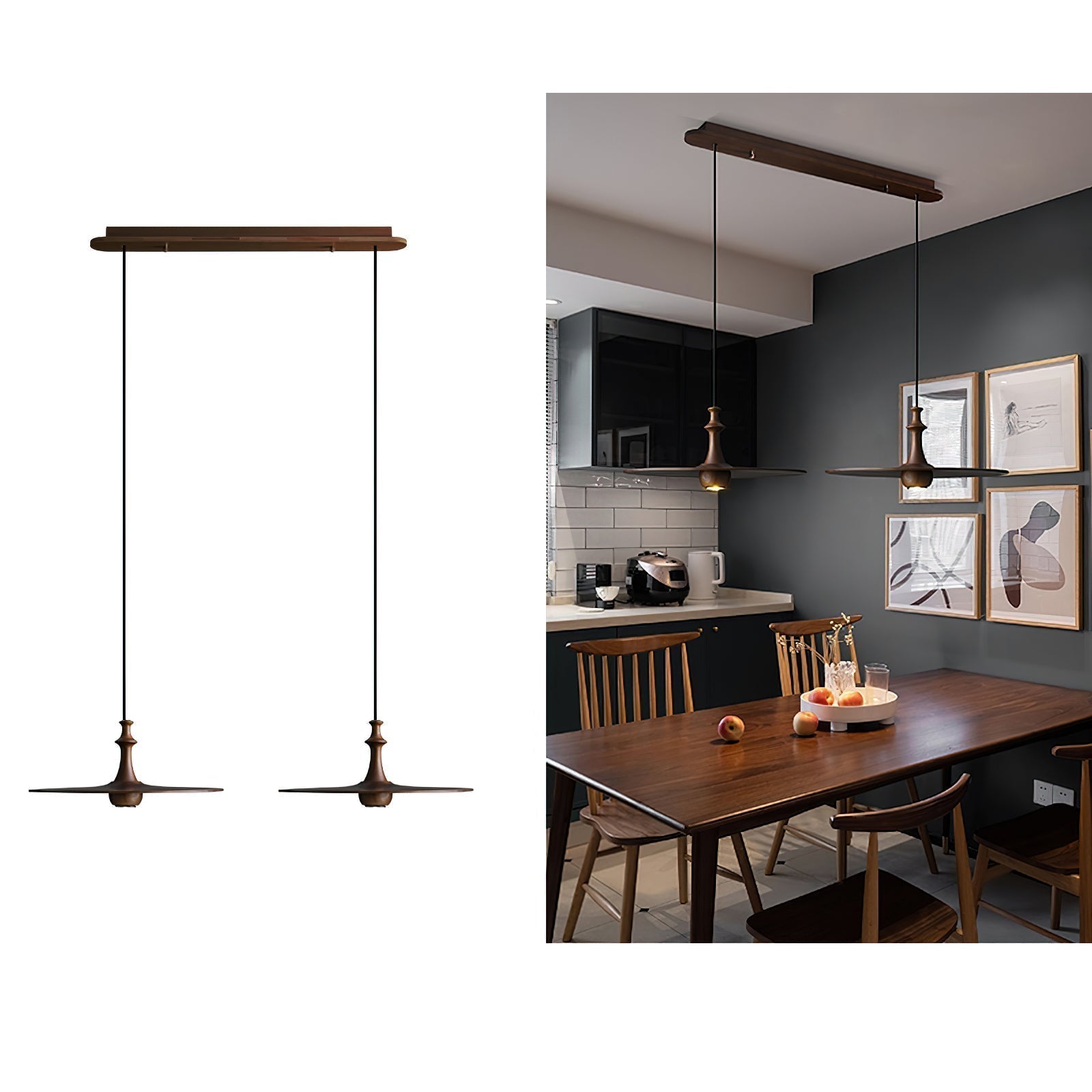 Syrinyra Sculptural Wood Disc Pendant Light - Letslighting