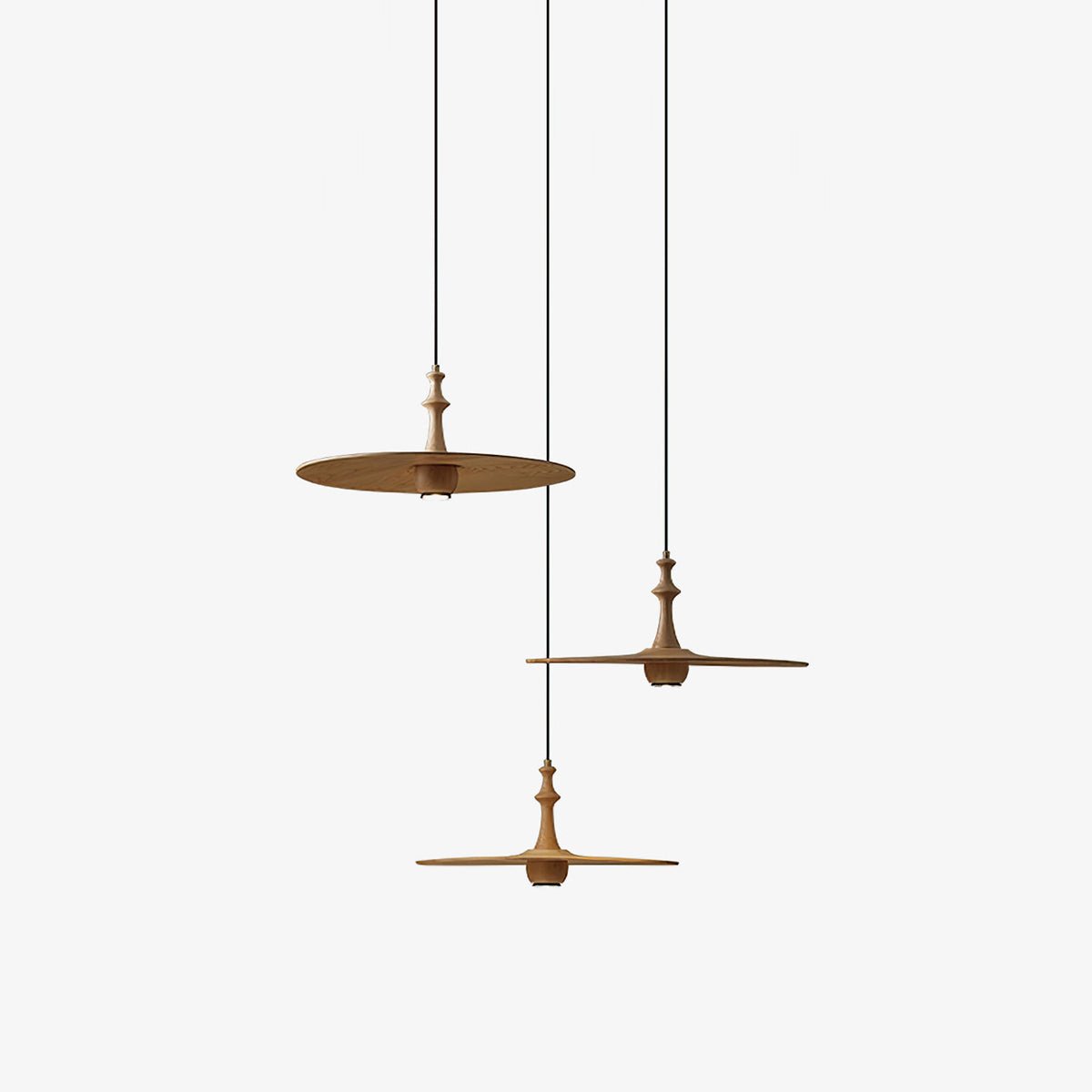 Syrinyra Sculptural Wood Disc Pendant Light - Letslighting