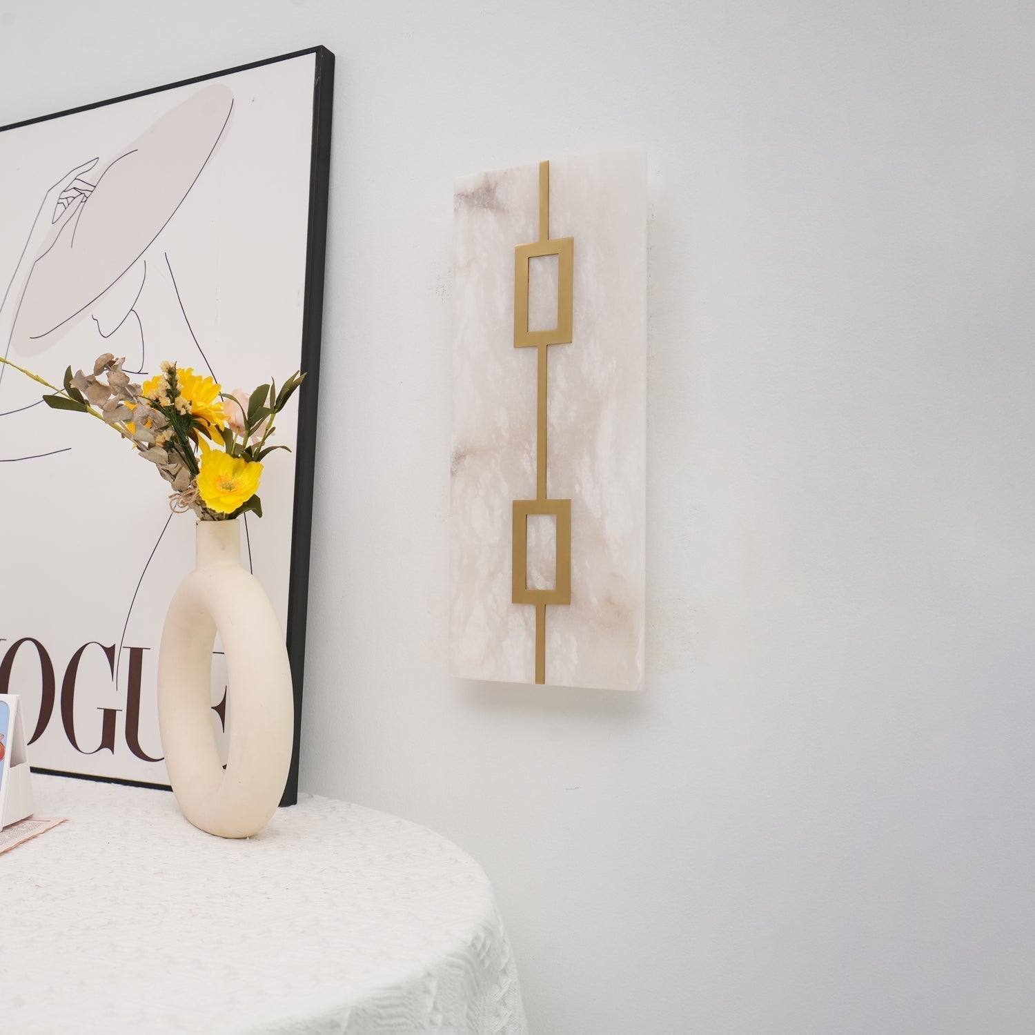 Alvelor Geometric Alabaster Wall Light - Letslighting