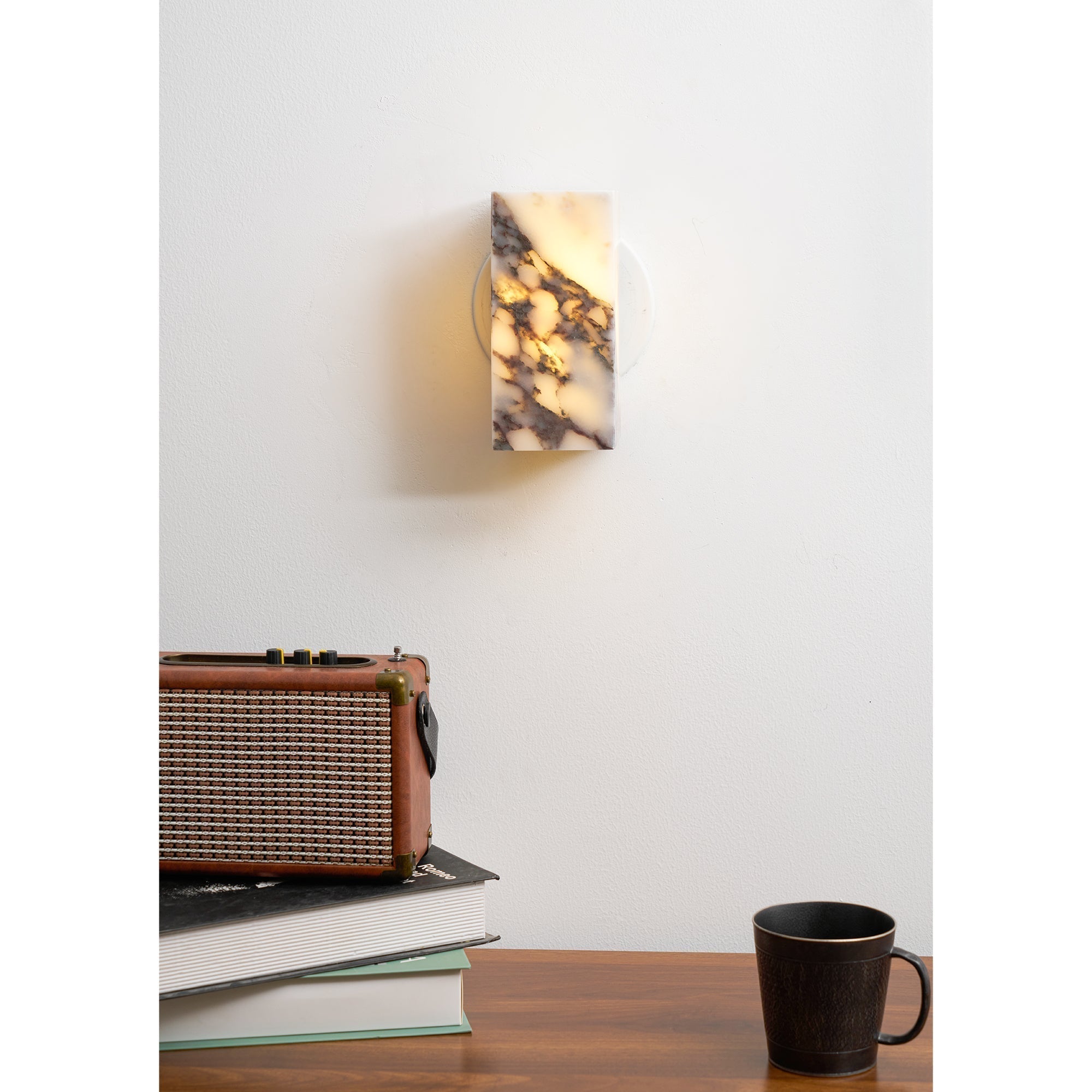 Illaee Modern Minimalist Square Marble Wall Lamp - Lamp Copper