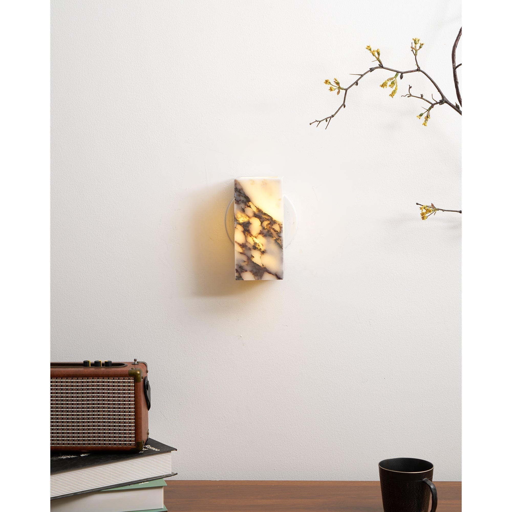 Illaee Modern Minimalist Square Marble Wall Lamp - Lamp Copper