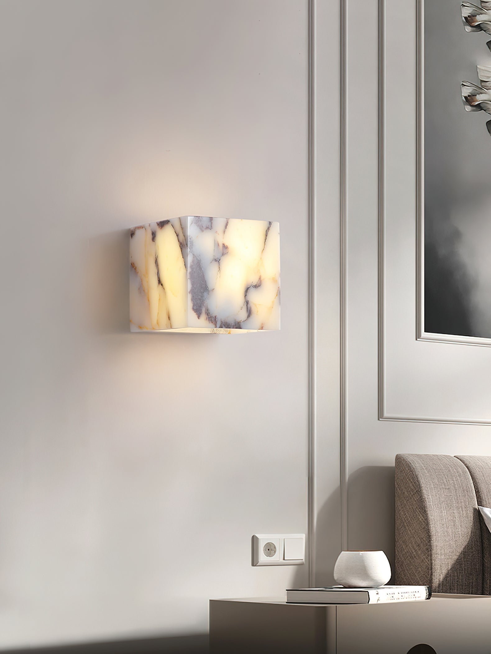 Illaee Modern Minimalist Square Marble Wall Lamp - Lamp Copper