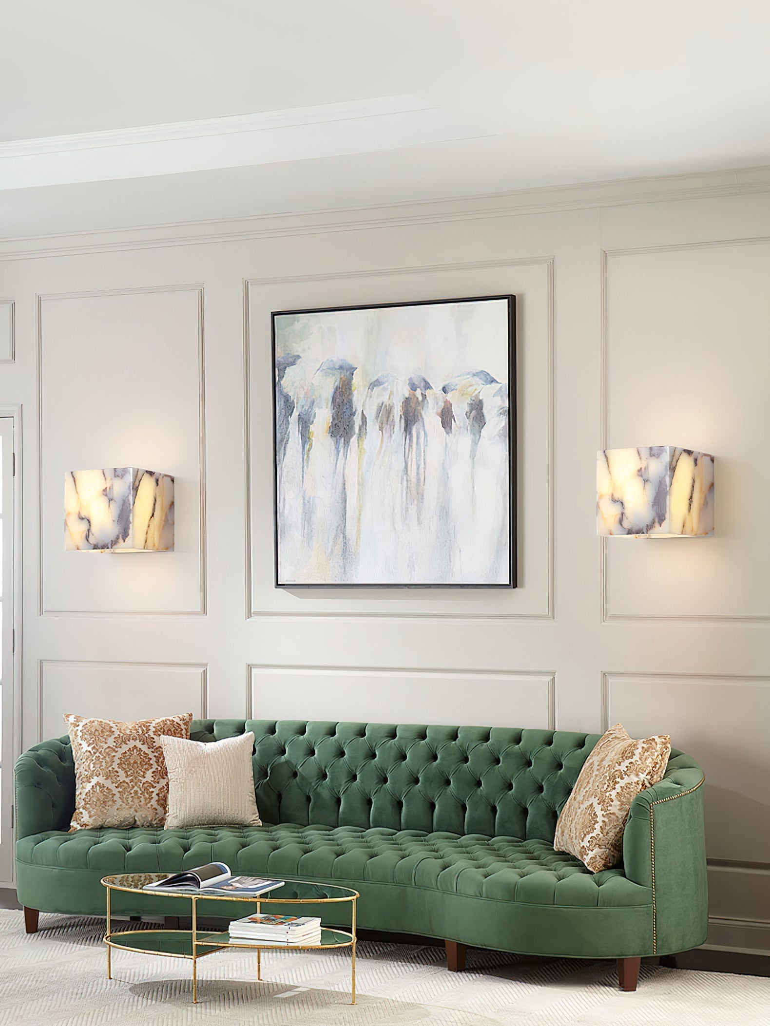 Illaee Modern Minimalist Square Marble Wall Lamp - Lamp Copper