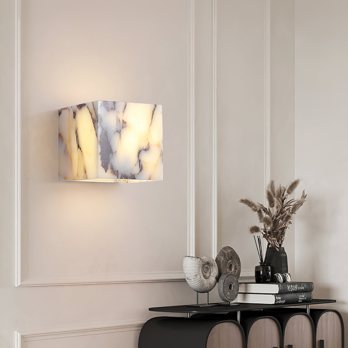 Illaee Modern Minimalist Square Marble Wall Lamp - Lamp Copper