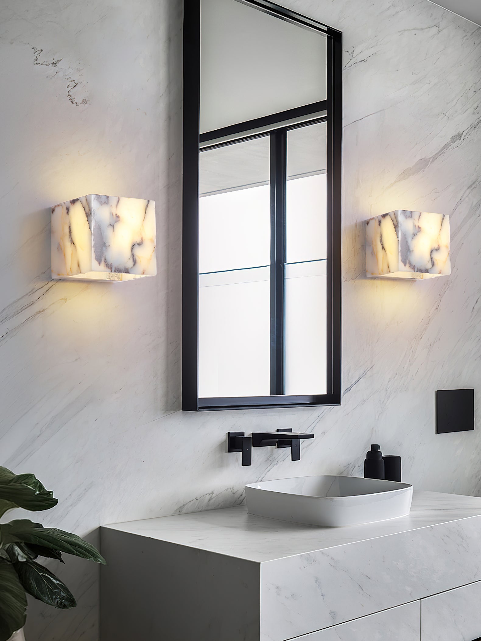 Illaee Modern Minimalist Square Marble Wall Lamp - Lamp Copper