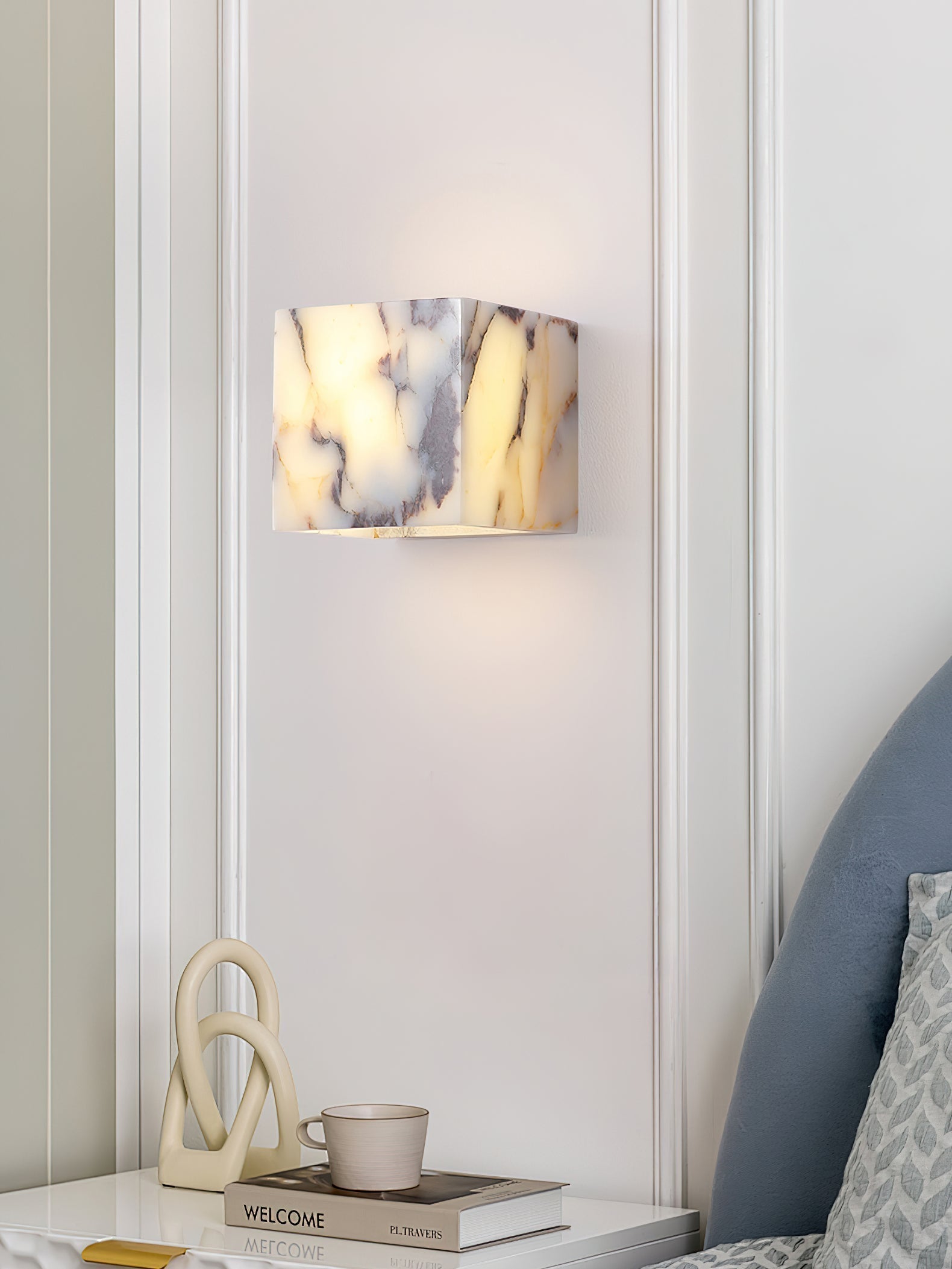 Illaee Modern Minimalist Square Marble Wall Lamp - Lamp Copper