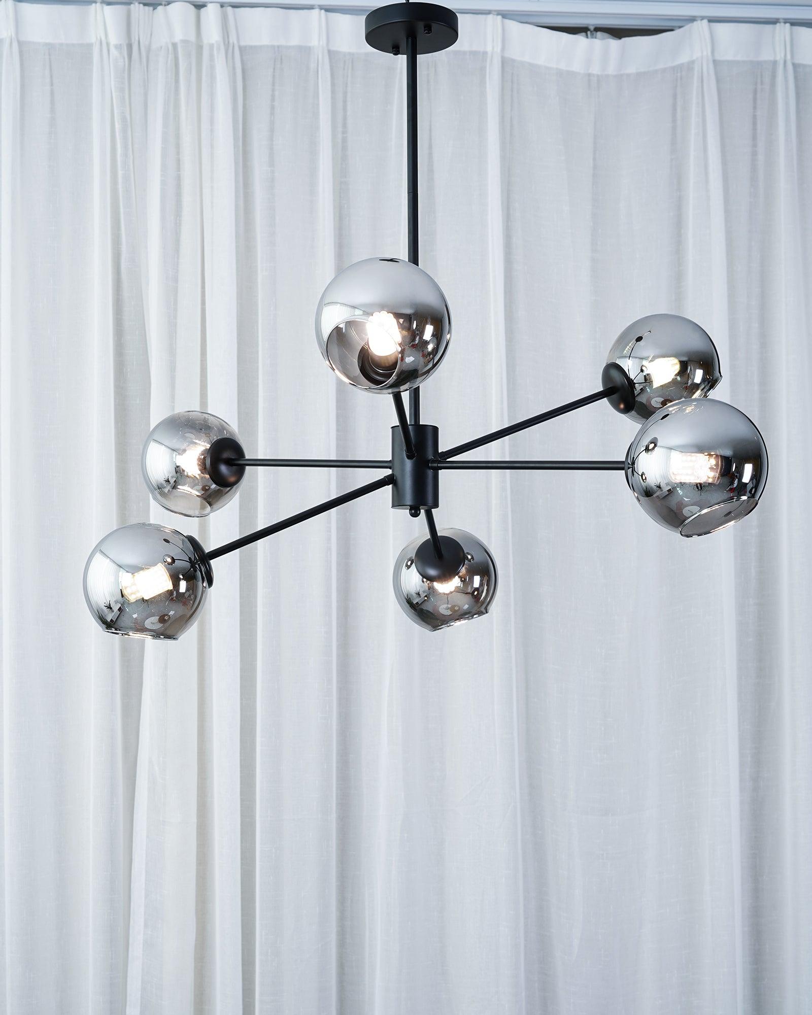 Solara Chandelier Staggered Glass 6-Light - Letslighting