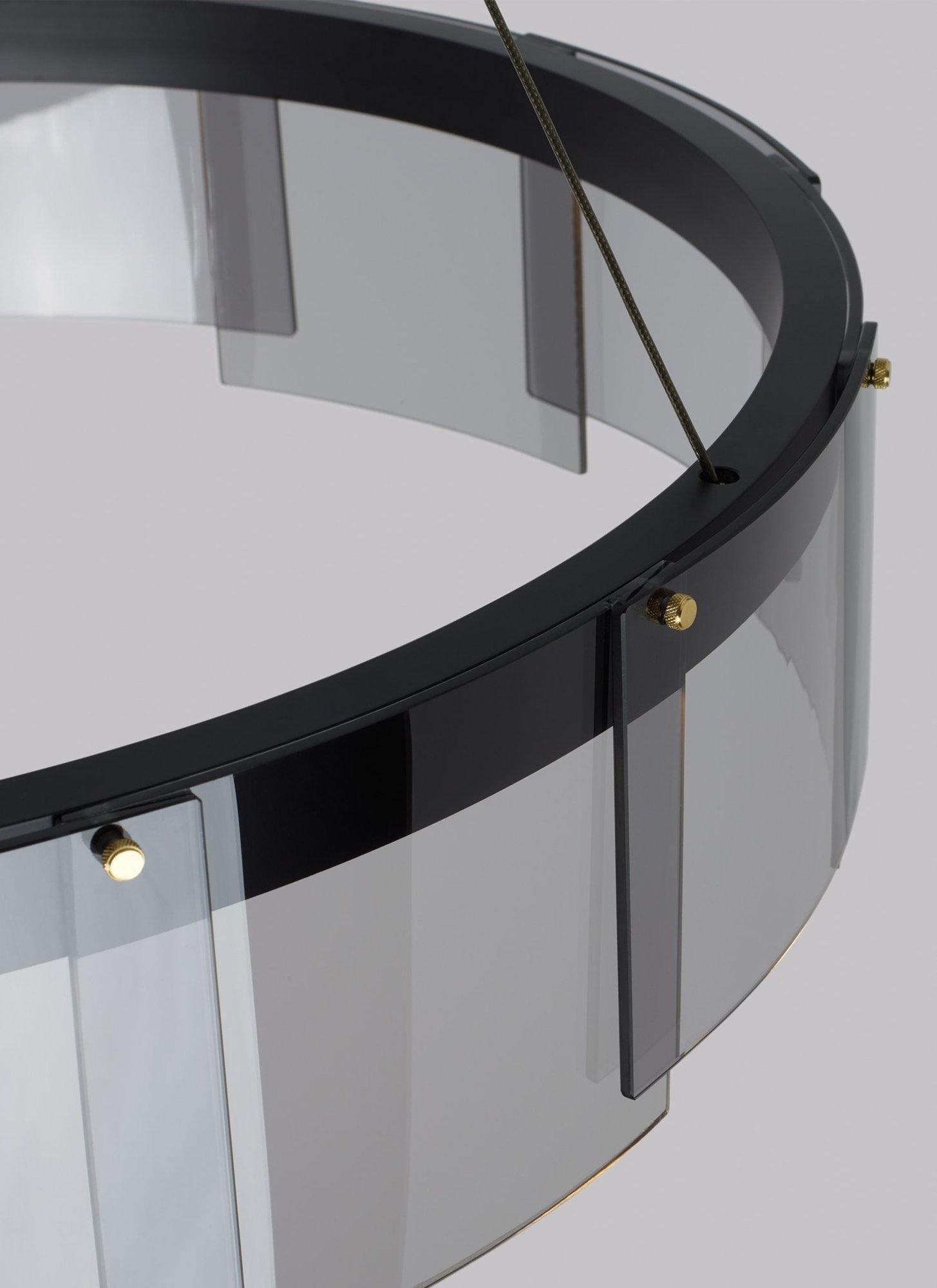 Lustra Chandelier LED Ring Black Glass Modern - Letslighting