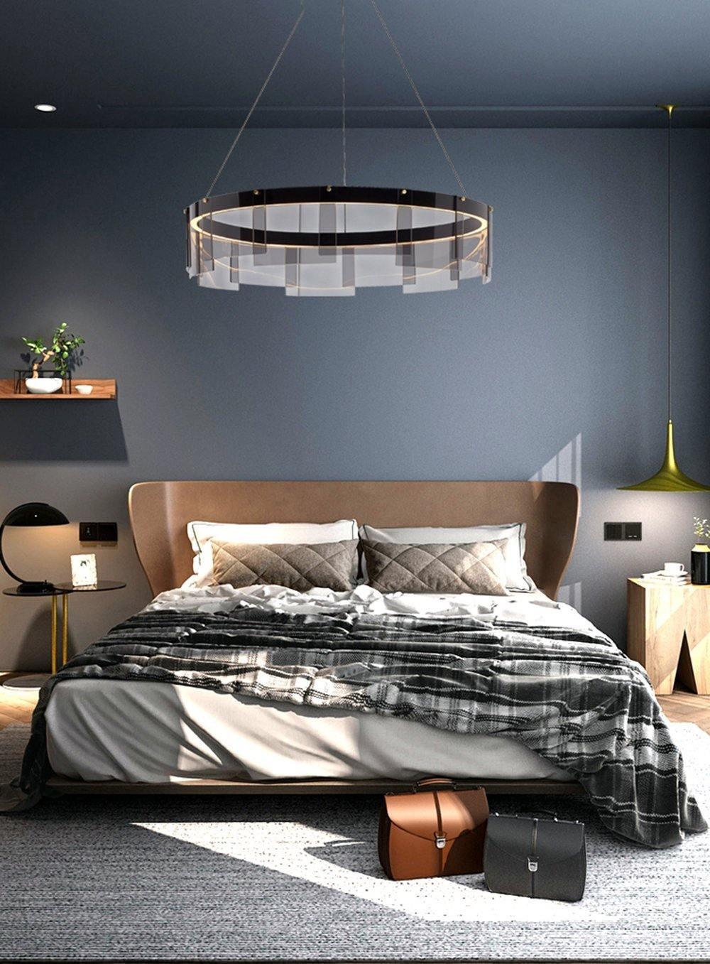 Lustra Chandelier LED Ring Black Glass Modern - Letslighting
