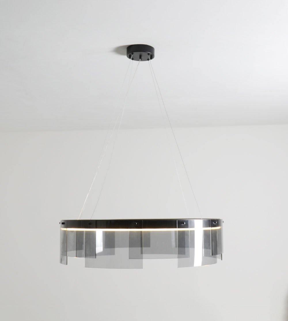 Lustra Chandelier LED Ring Black Glass Modern - Letslighting