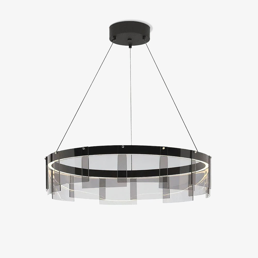 Lustra Chandelier LED Ring Black Glass Modern - Letslighting