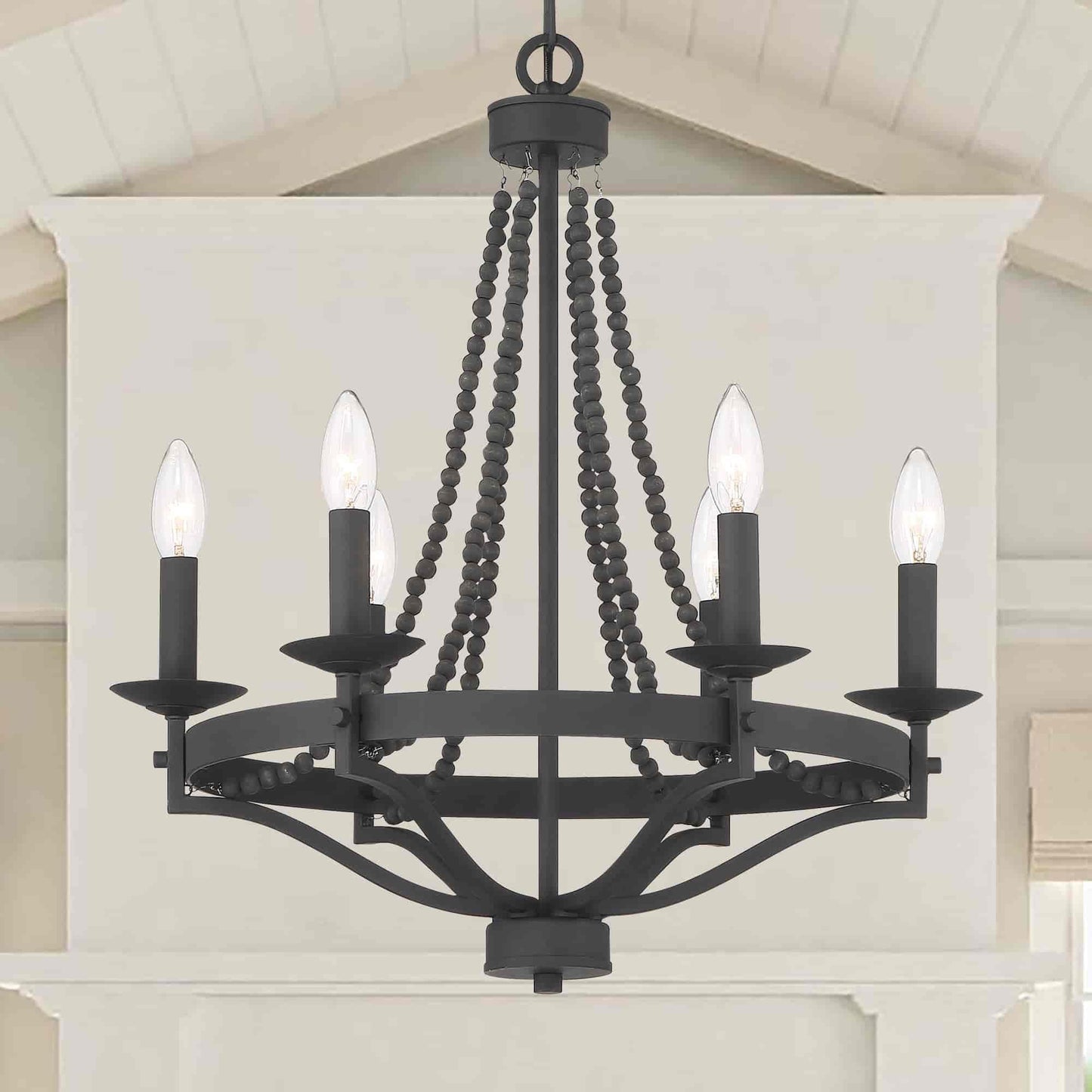 Isoren Vintage Industrial Wooden Metal Chandelier - Lamp Copper