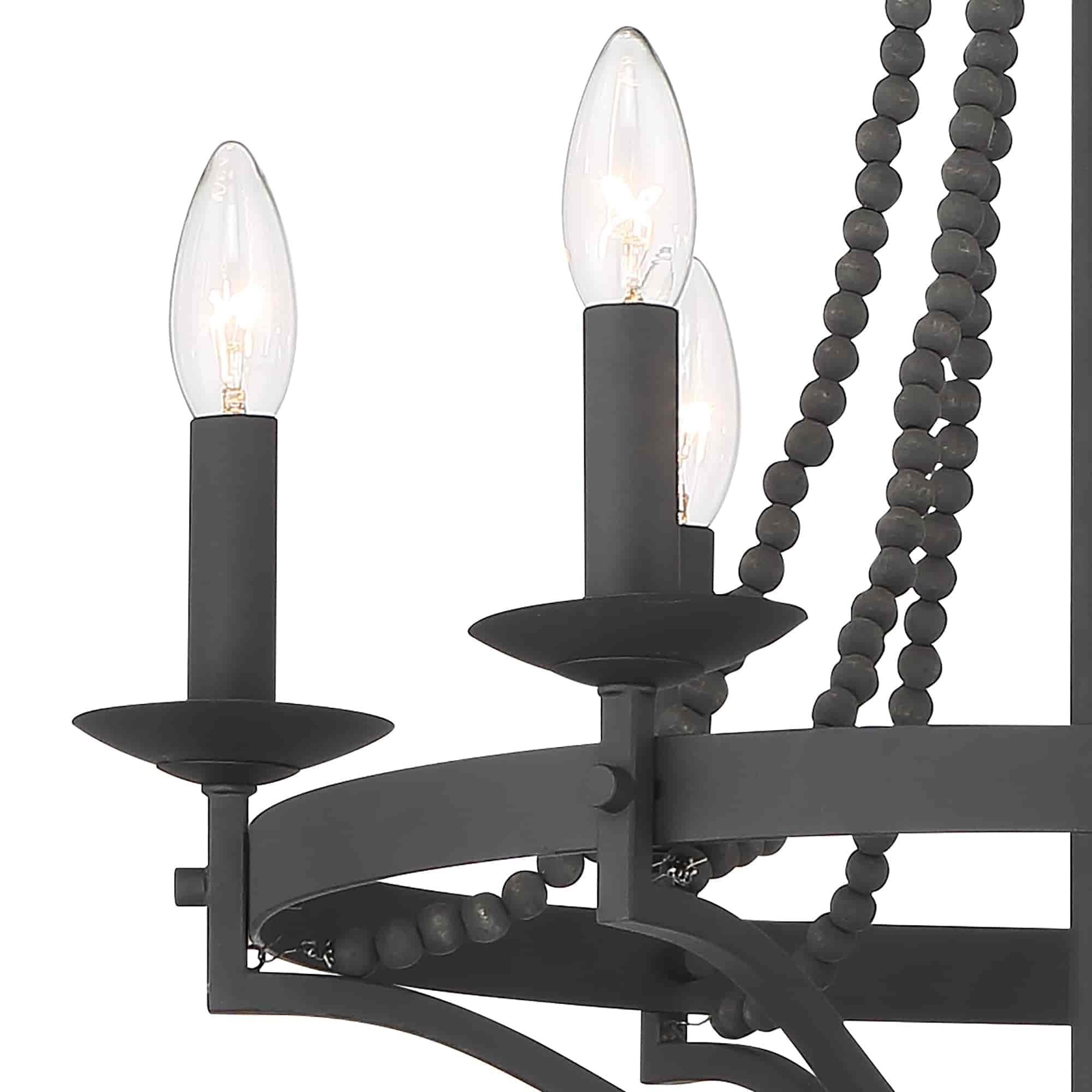 Isoren Vintage Industrial Wooden Metal Chandelier - Lamp Copper
