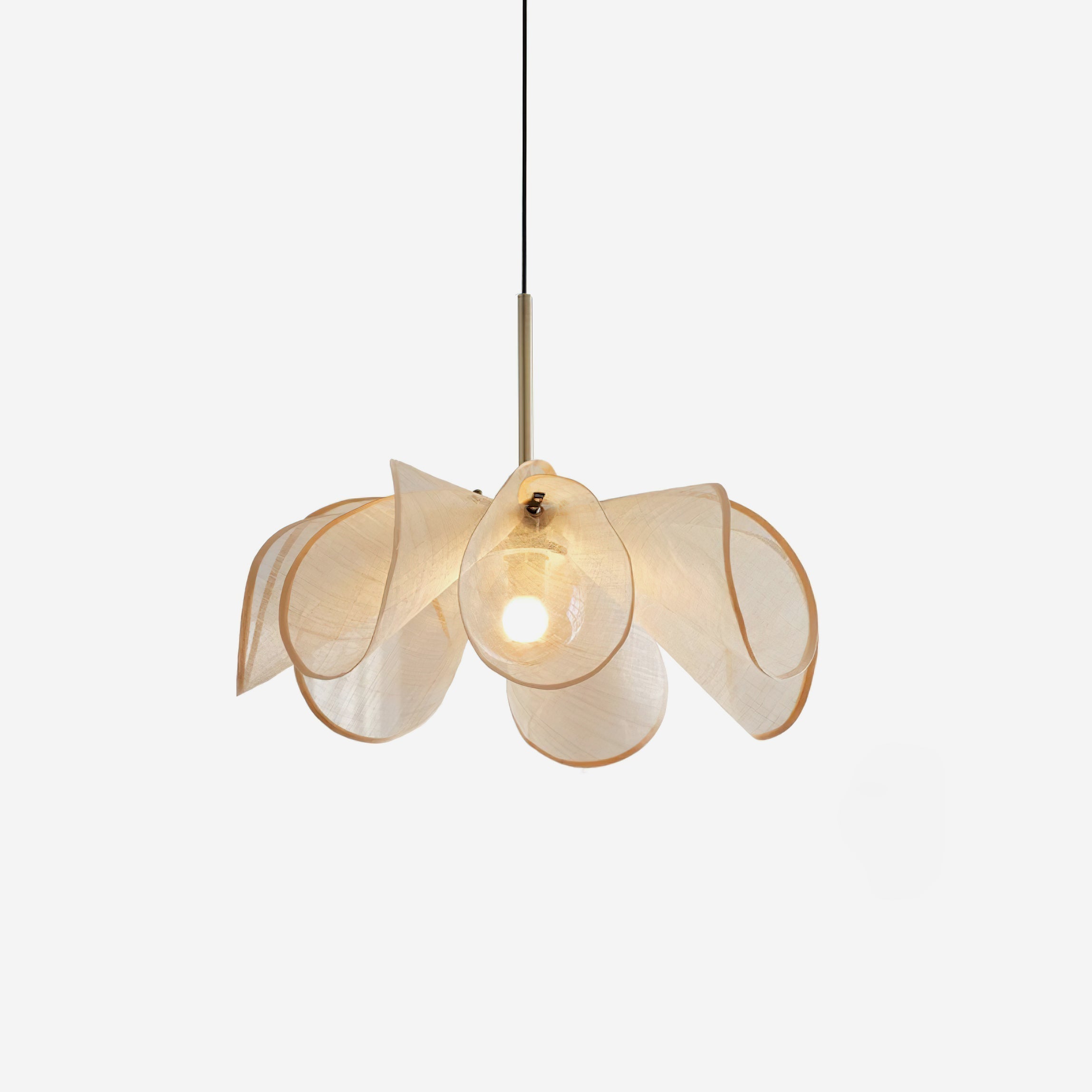 Pendant Lamp Petal Plant Fiber Shade Brown Glass Bohemian - Letslighting