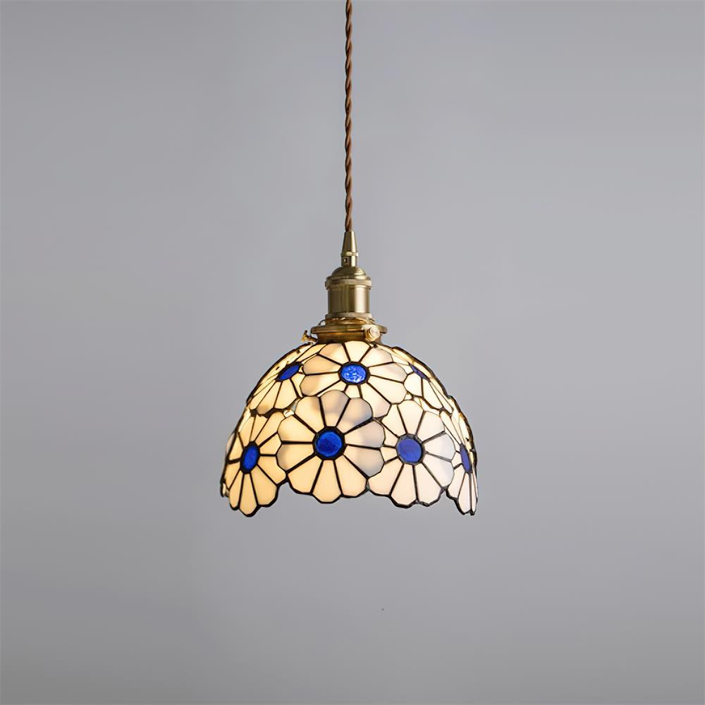 Tiffany Lámpara Colgante Floral Azul
