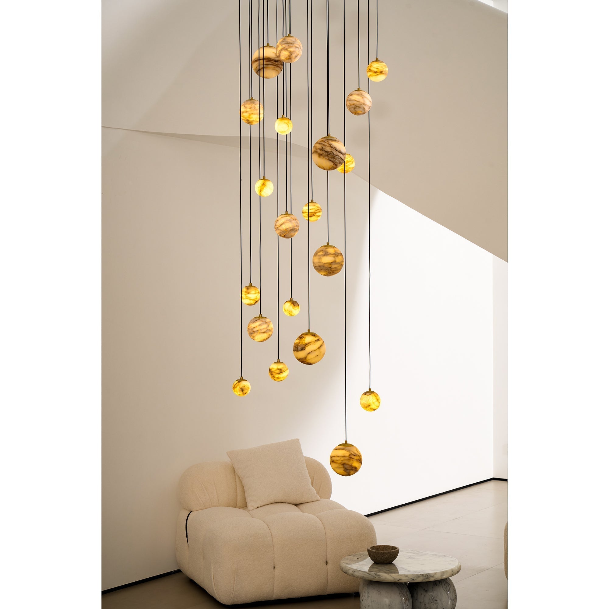 Arsorarae Modern Minimalist Cluster Alabaster Chandelier - Lamp Copper
