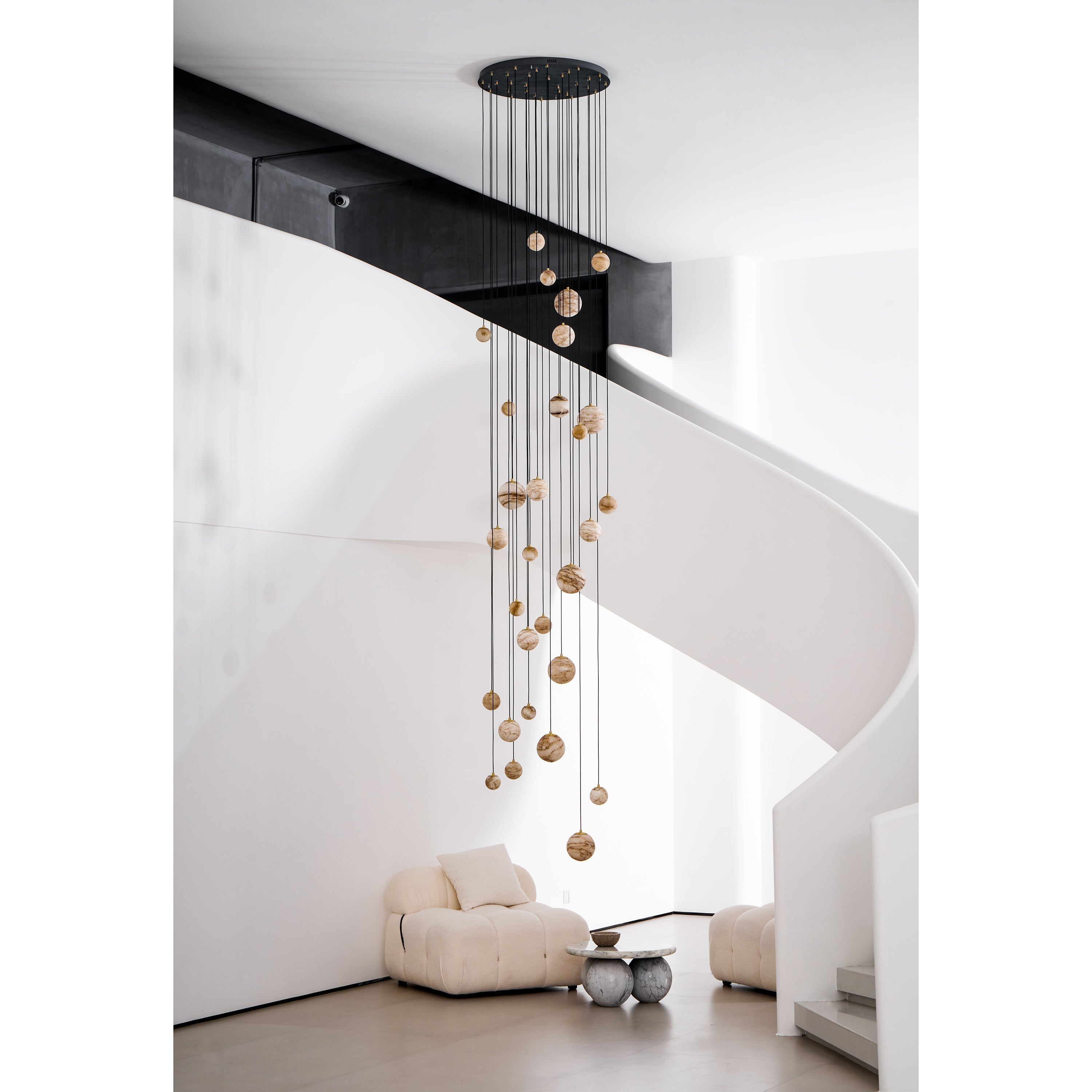 Arsorarae Modern Minimalist Cluster Alabaster Chandelier - Lamp Copper