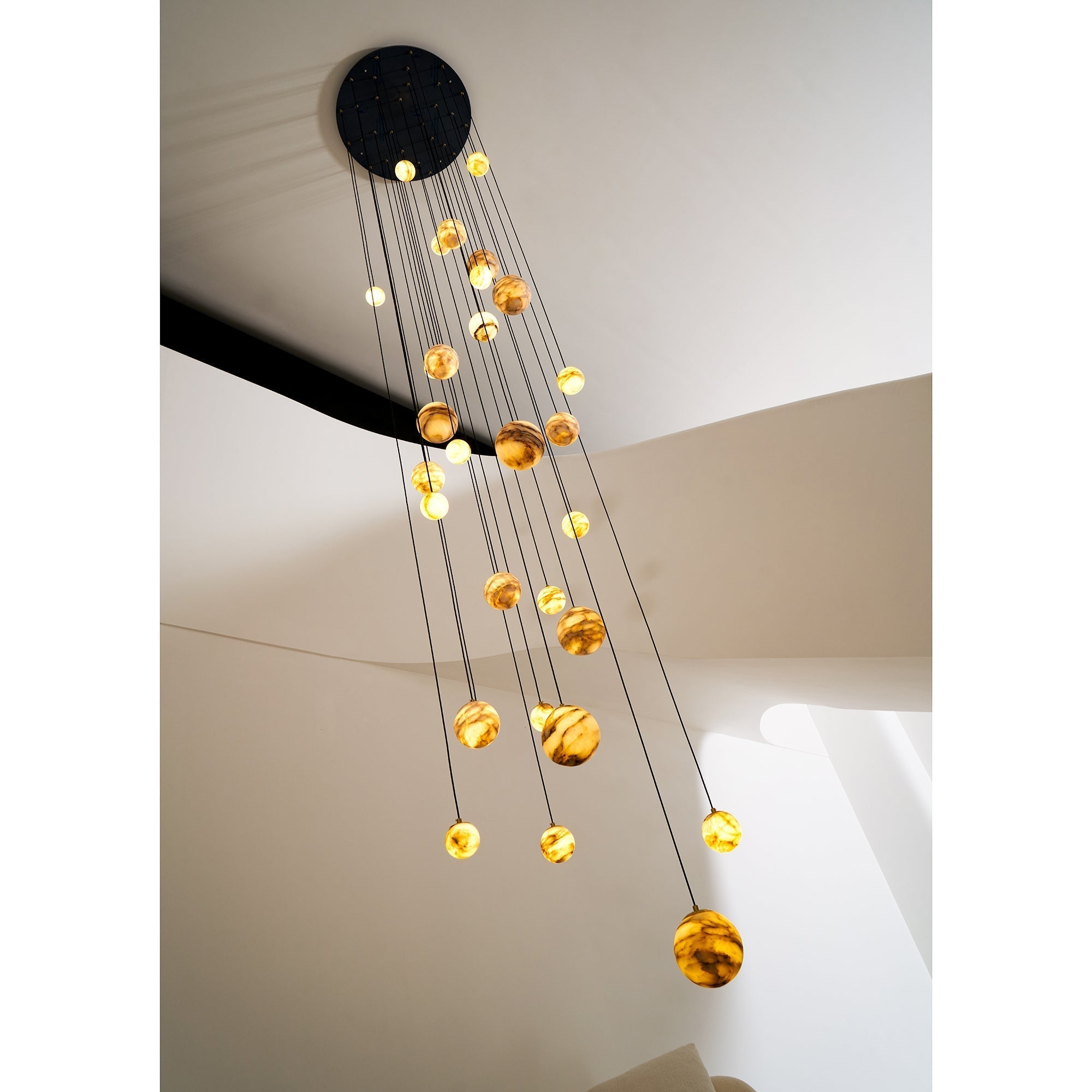 Arsorarae Modern Minimalist Cluster Alabaster Chandelier - Lamp Copper
