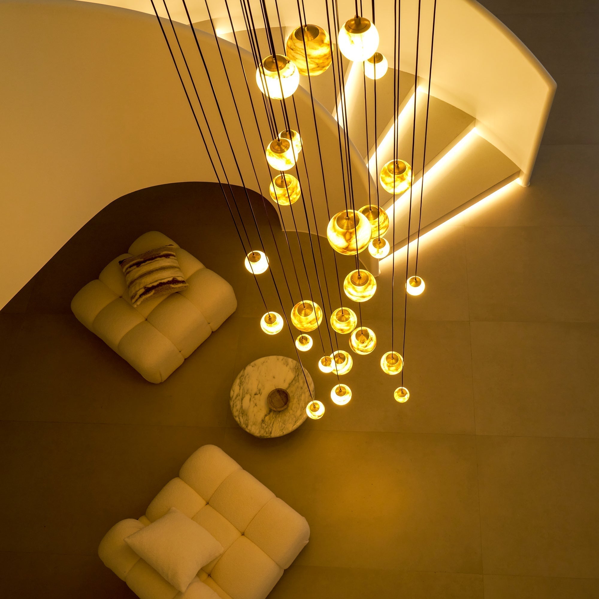 Arsorarae Modern Minimalist Cluster Alabaster Chandelier - Lamp Copper