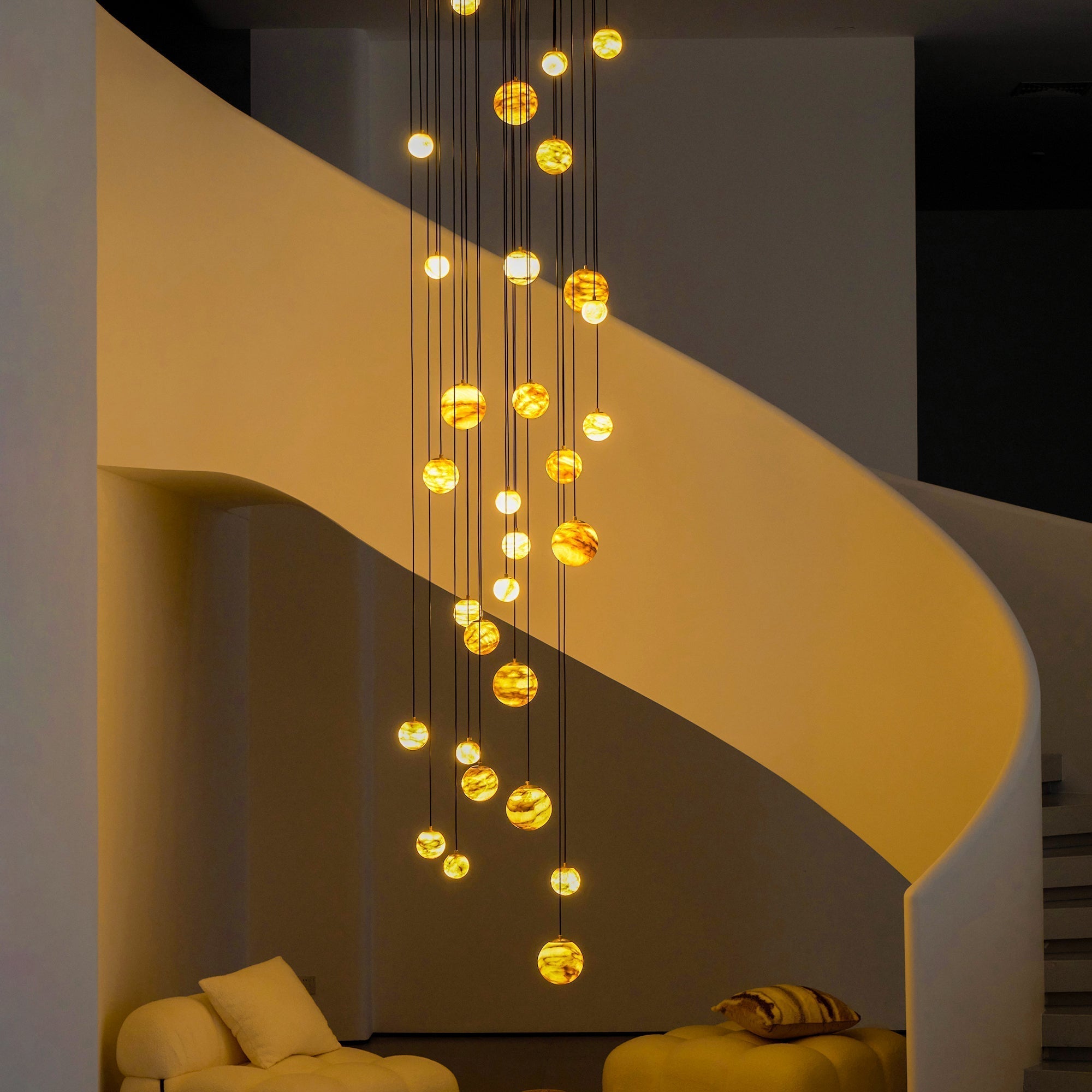 Arsorarae Modern Minimalist Cluster Alabaster Chandelier - Lamp Copper