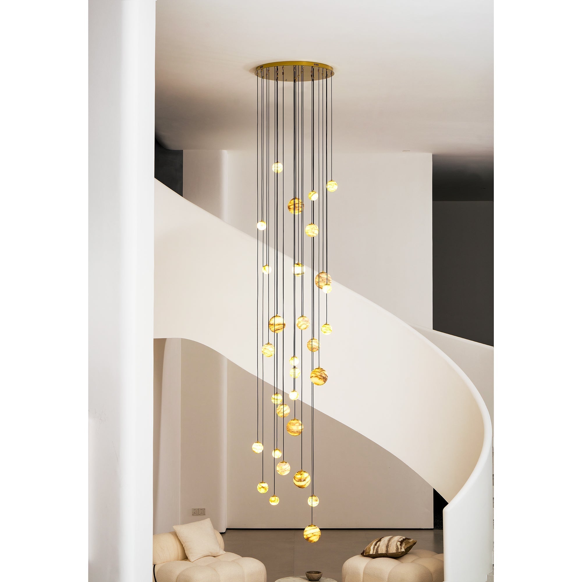 Arsorarae Modern Minimalist Cluster Alabaster Chandelier - Lamp Copper
