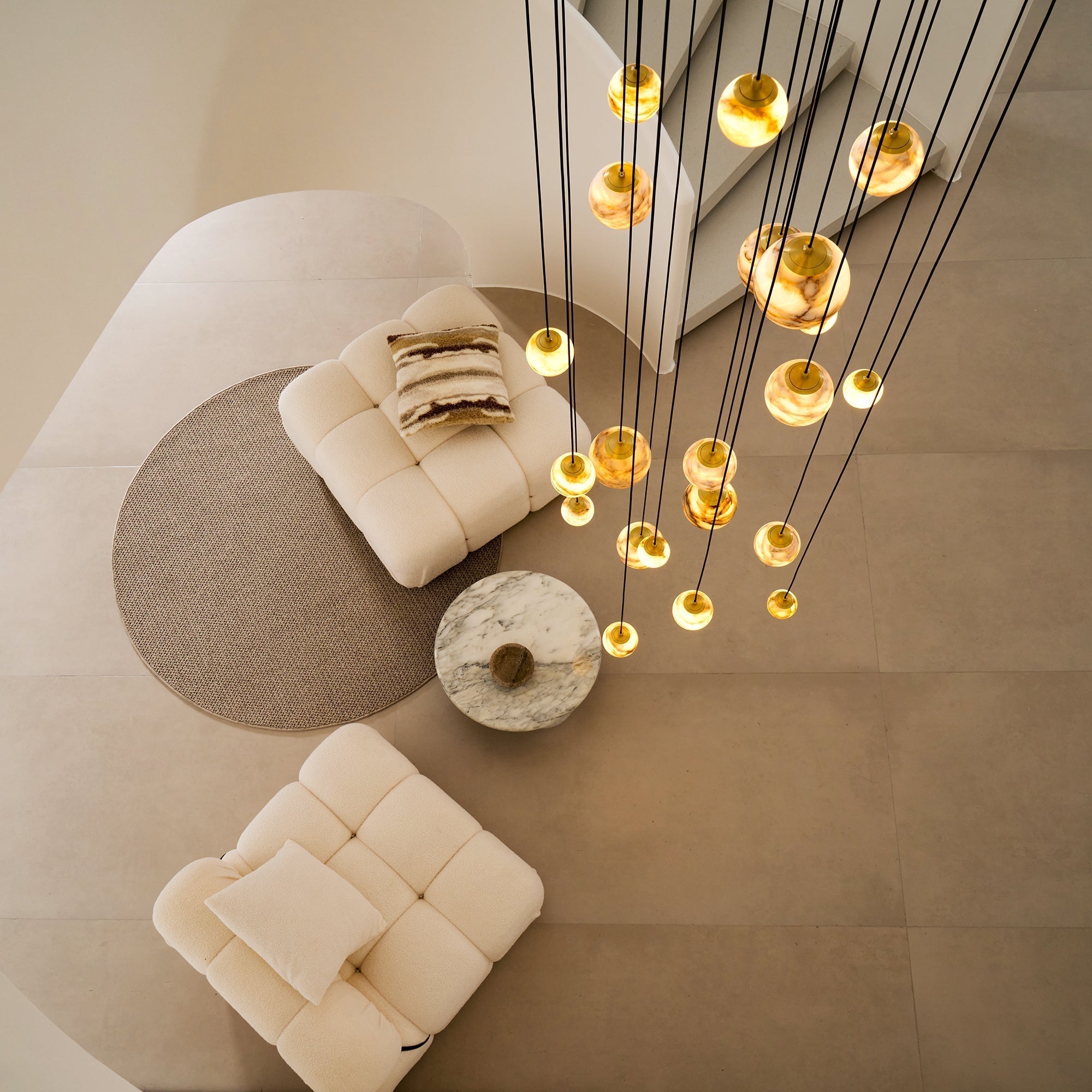 Arsorarae Modern Minimalist Cluster Alabaster Chandelier - Lamp Copper