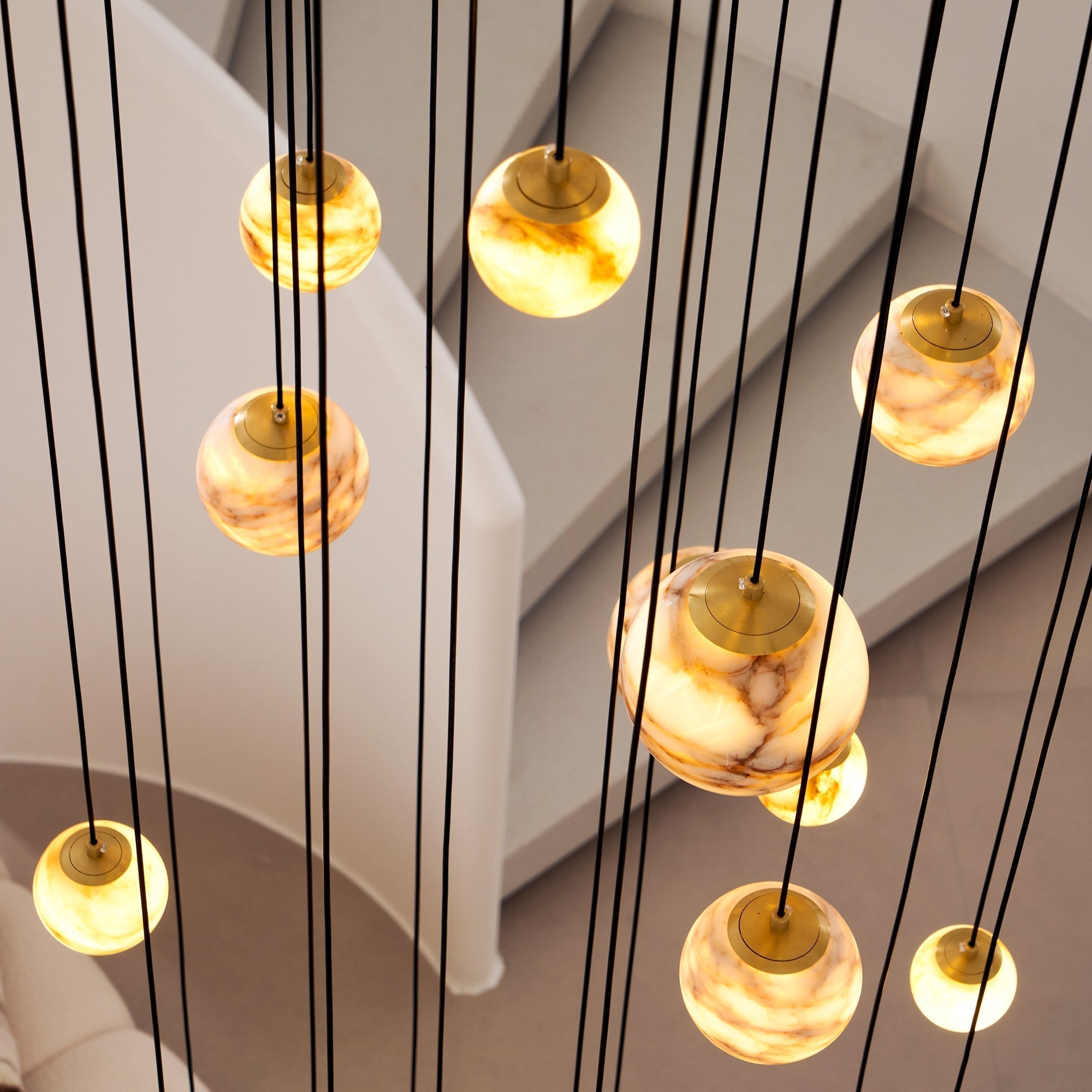 Arsorarae Modern Minimalist Cluster Alabaster Chandelier - Lamp Copper