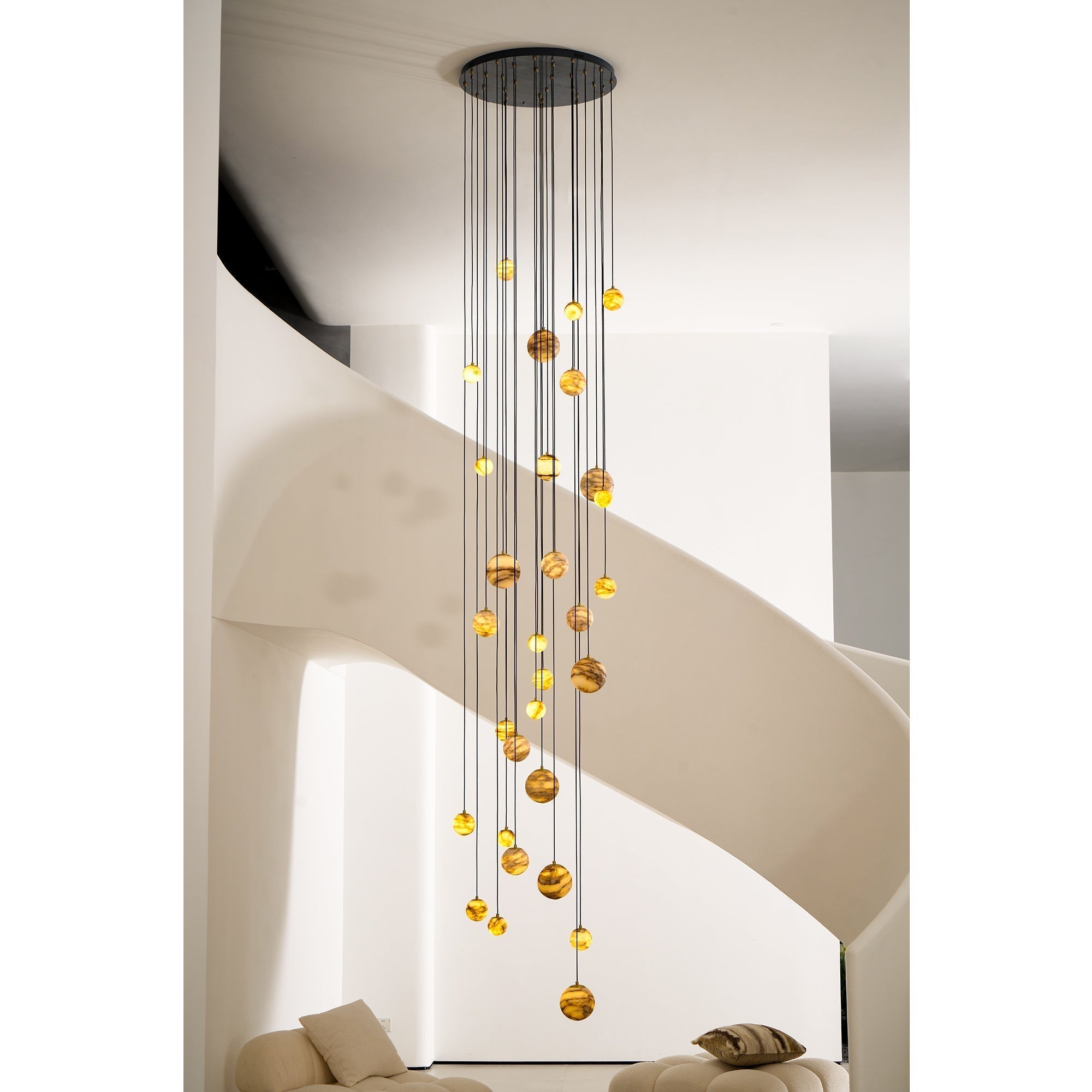Arsorarae Modern Minimalist Cluster Alabaster Chandelier - Lamp Copper