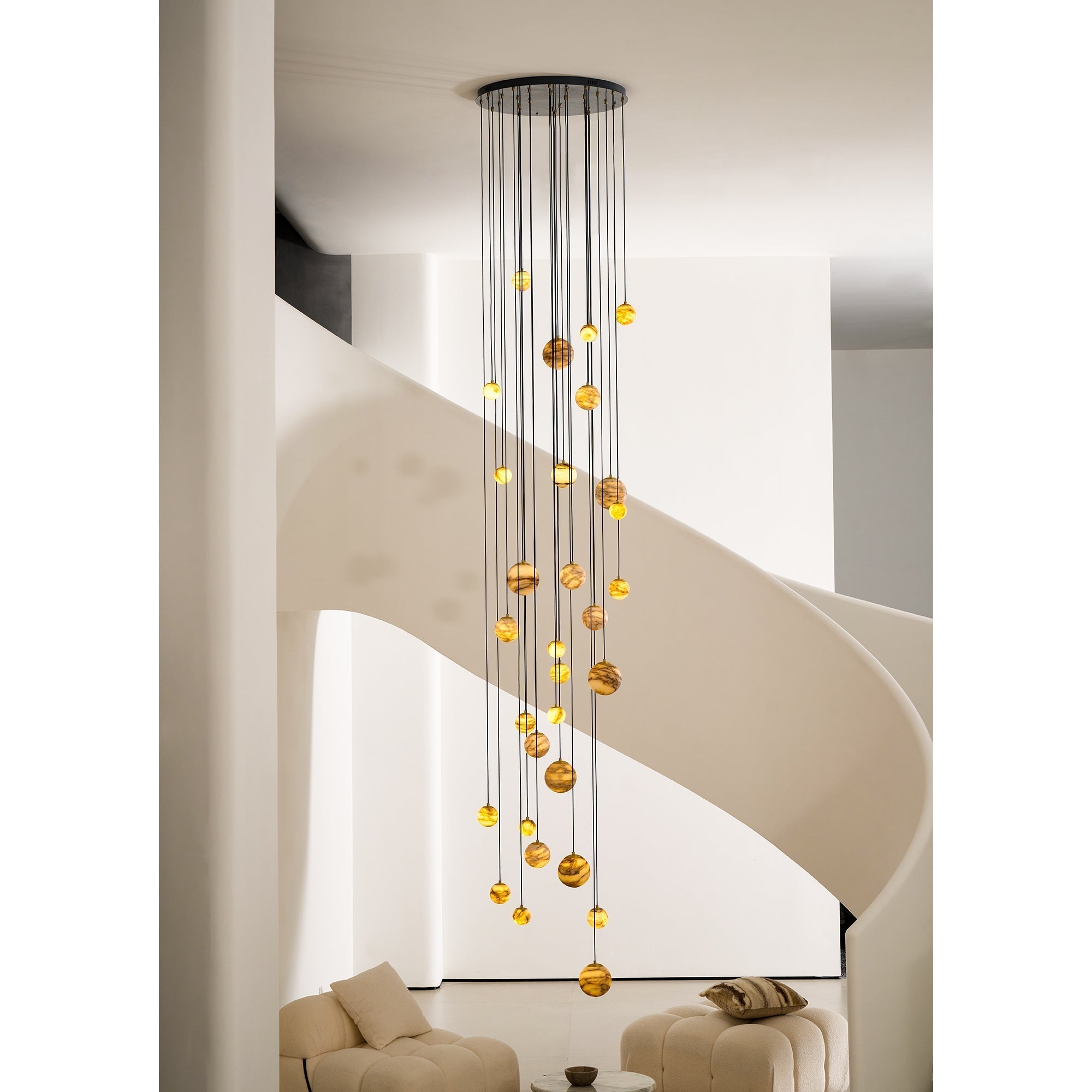 Arsorarae Modern Minimalist Cluster Alabaster Chandelier - Lamp Copper