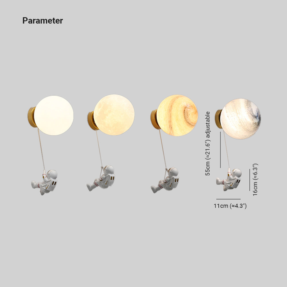 Aria Moderno Luna LED Apliques Blanco Resina Habitación Infantil