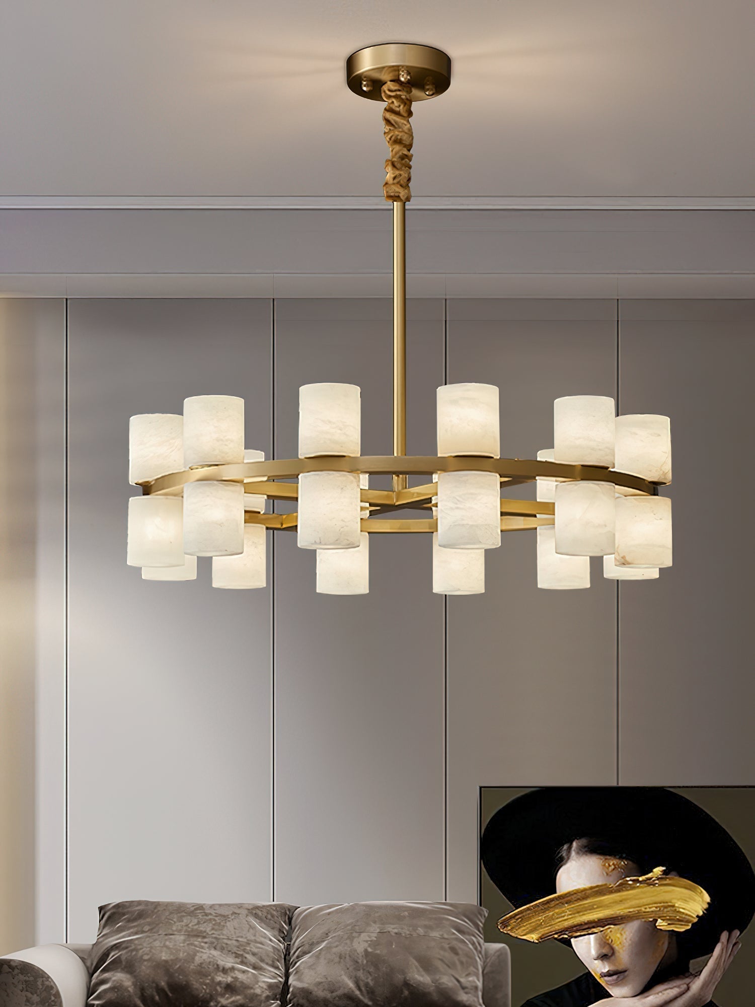 Etalir Postmodern Luxury Alabaster Chandelier - Lamp Copper