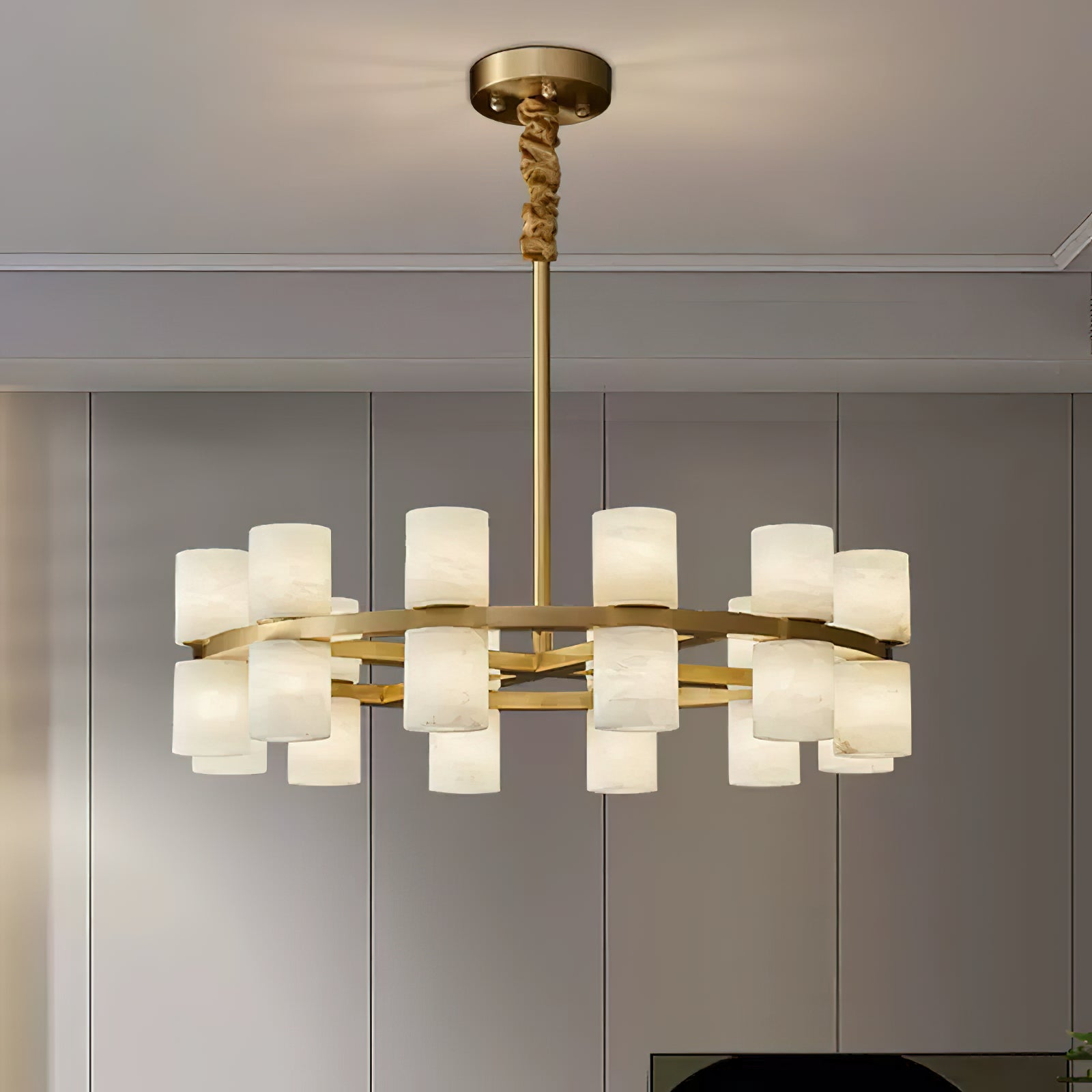 Etalir Postmodern Luxury Alabaster Chandelier - Lamp Copper