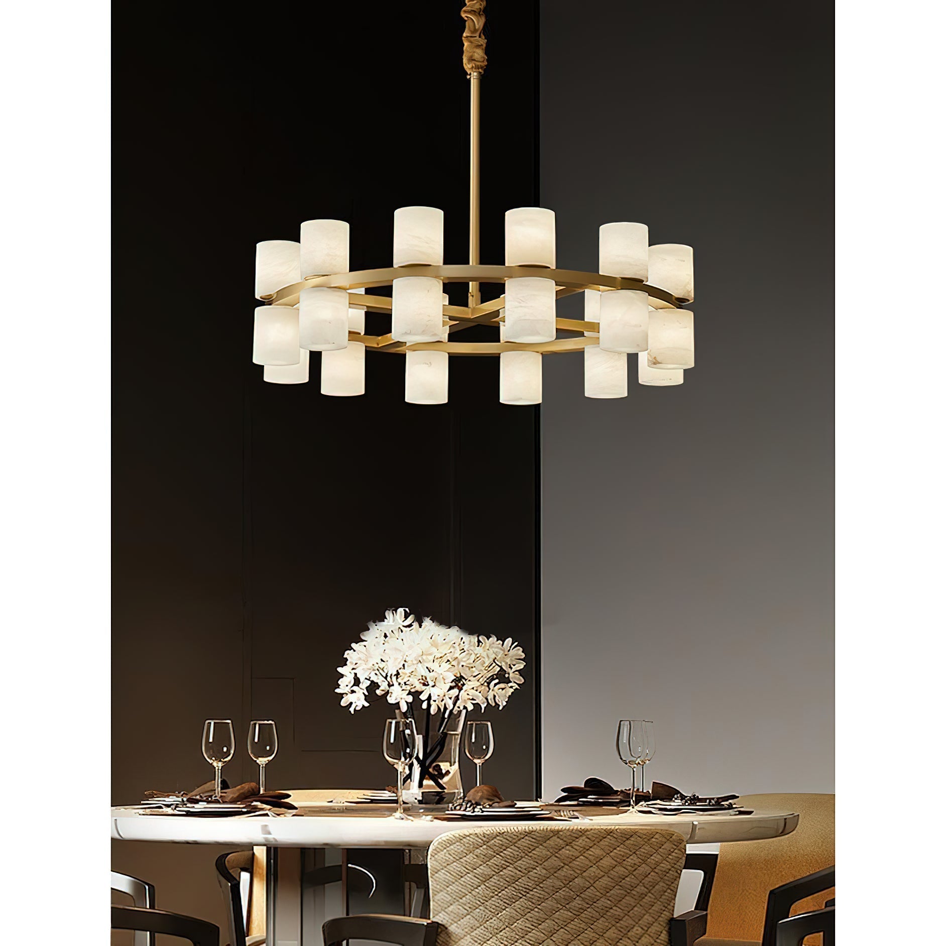 Etalir Postmodern Luxury Alabaster Chandelier - Lamp Copper